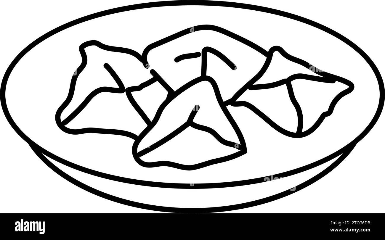 illustration vectorielle d'icône de ligne de cuisine turque manti dumplings Illustration de Vecteur