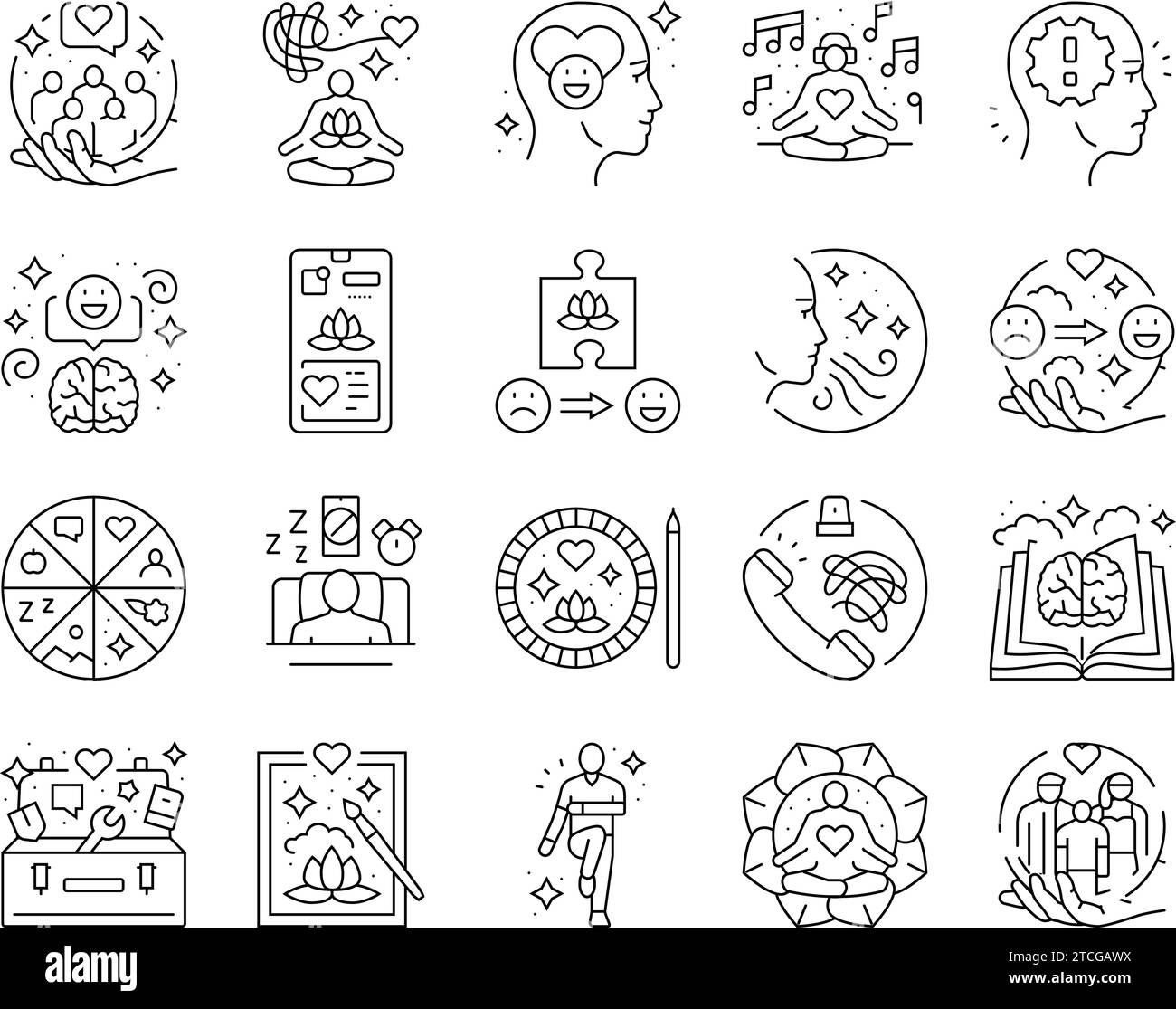 vecteur des icônes d'esprit de soins de santé mentale des personnes Illustration de Vecteur