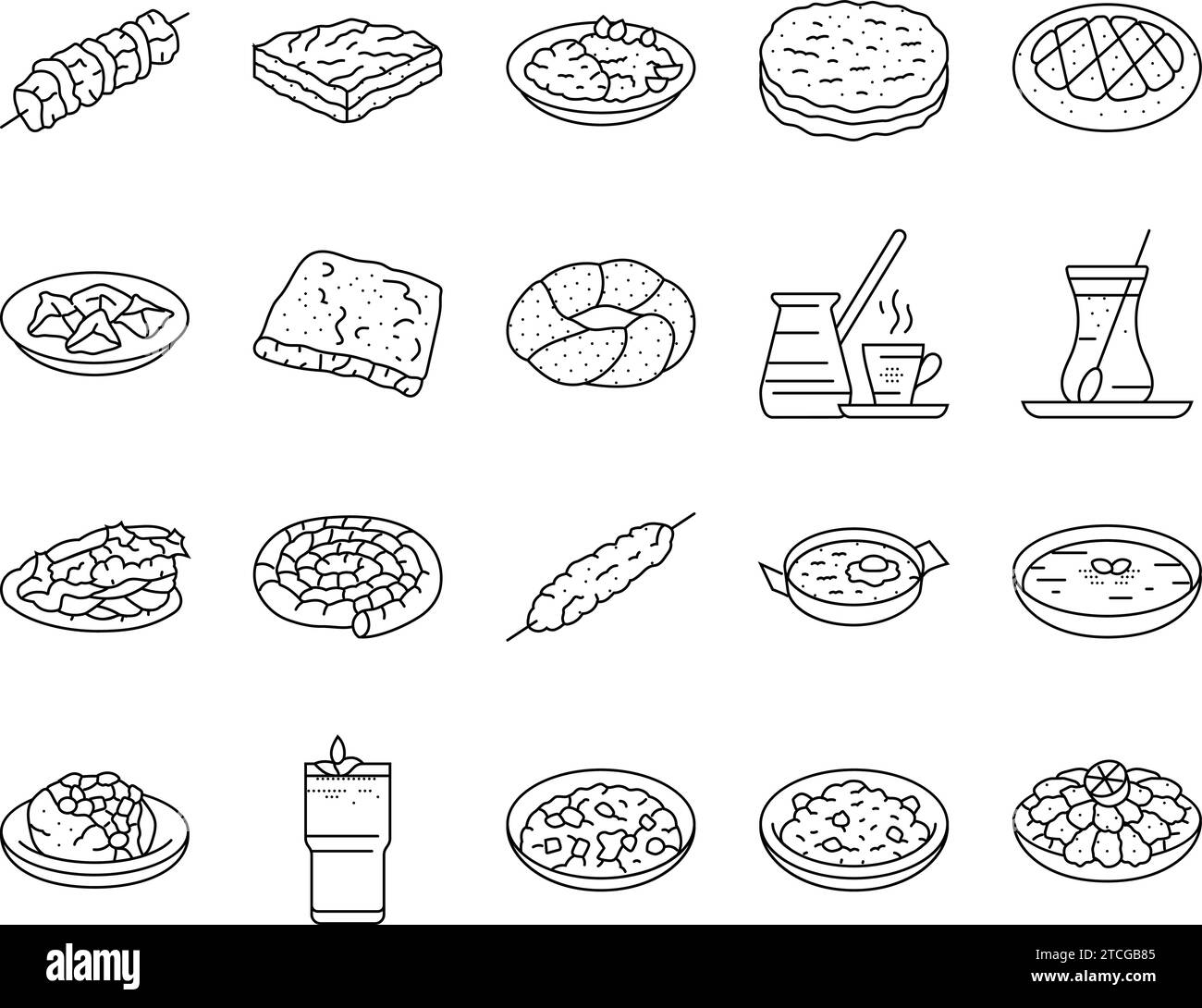 vecteur d'ensemble d'icônes de repas de cuisine turque Illustration de Vecteur