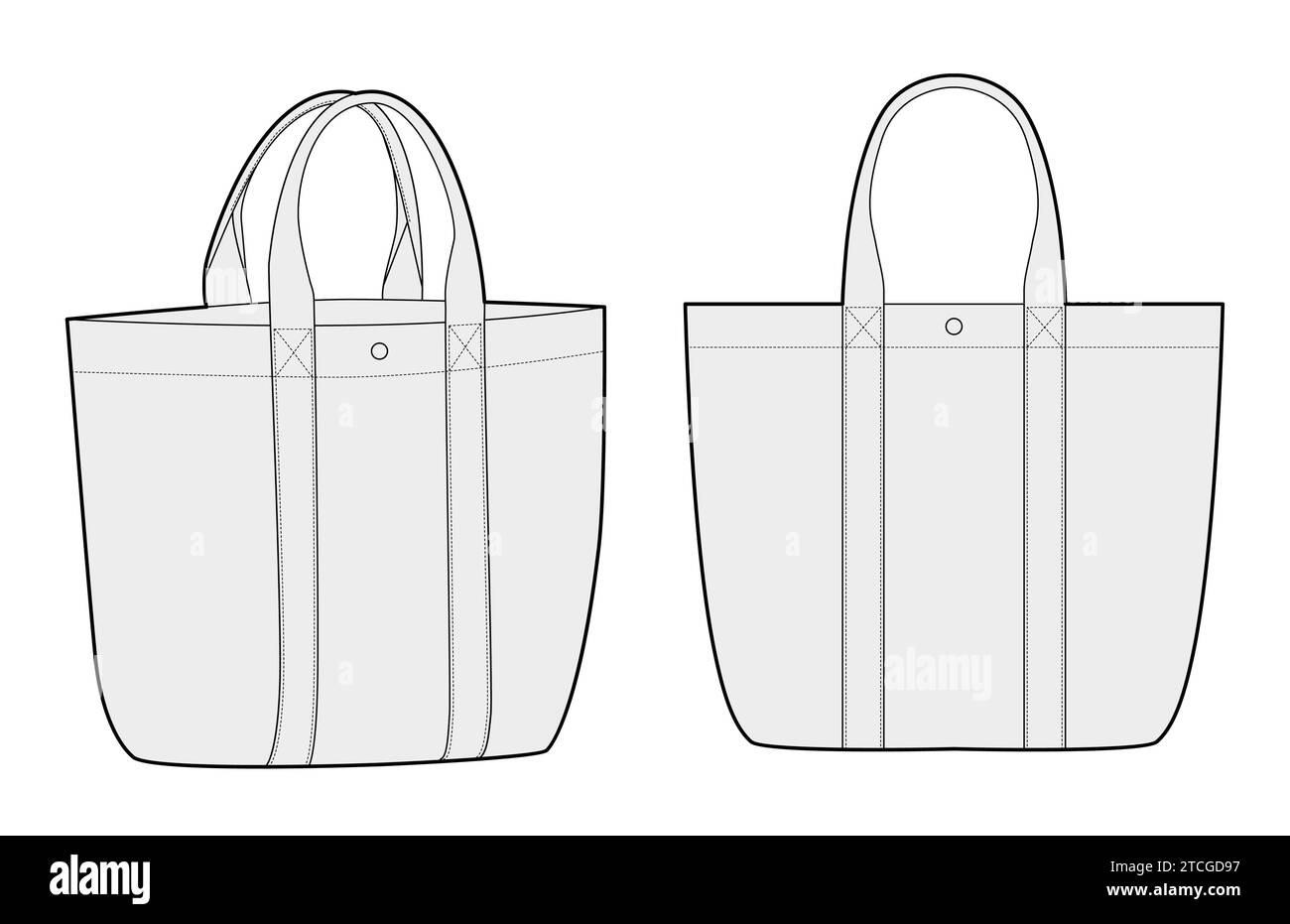 Fourre-tout de plage silhouettes surdimensionnées, sac de fonctionnalité de sac de transport. Illustration technique accessoire de mode. Vector cartable vue avant 3-4 pour hommes, femmes, style unisexe, sac à main plat CAD maquette croquis Illustration de Vecteur