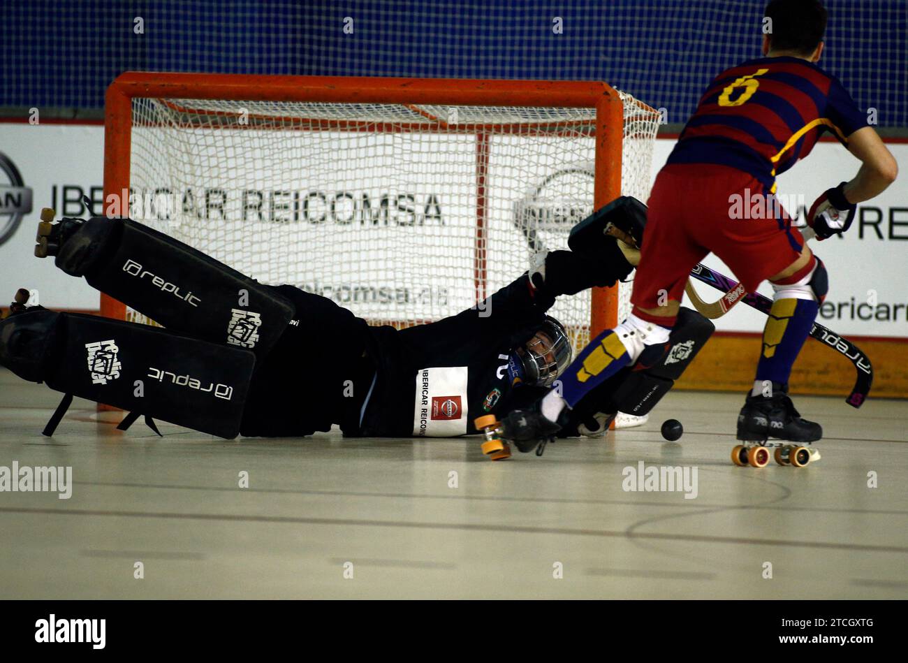 Madrid, 04/02/2016. Match de roller hockey entre Alcobendas et Barcelone. Photo : Oscar del Pozo. ARCHDC. Crédit : Album / Archivo ABC / Oscar del Pozo Banque D'Images