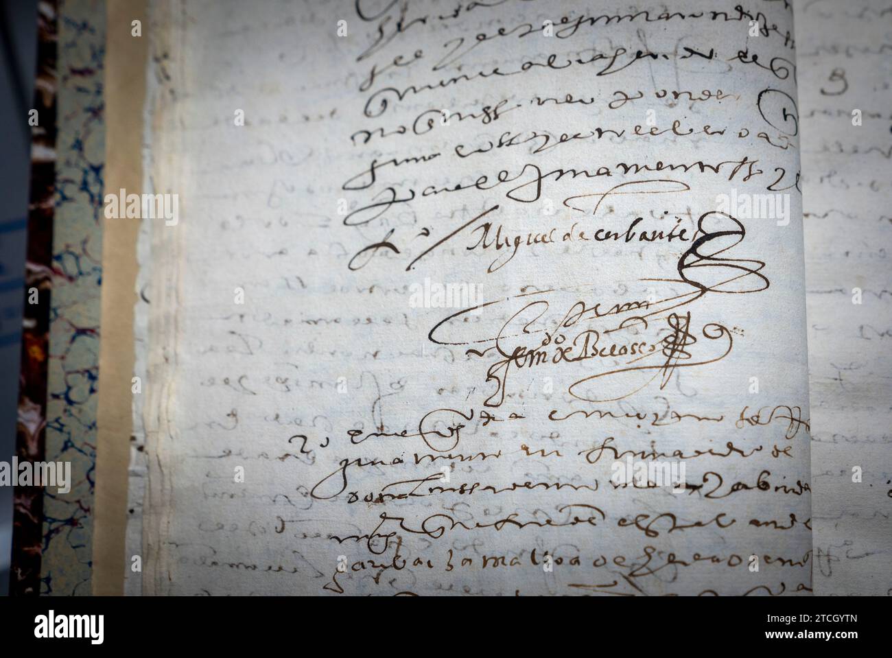 Madrid, 02/01/2022. Rapport de la voûte de l'Académie royale espagnole. Sur l'image, signature de Miguel de Cervantes. Photo : Ignacio Gil. ARCHDC. Crédit : Album / Archivo ABC / Ignacio Gil Banque D'Images