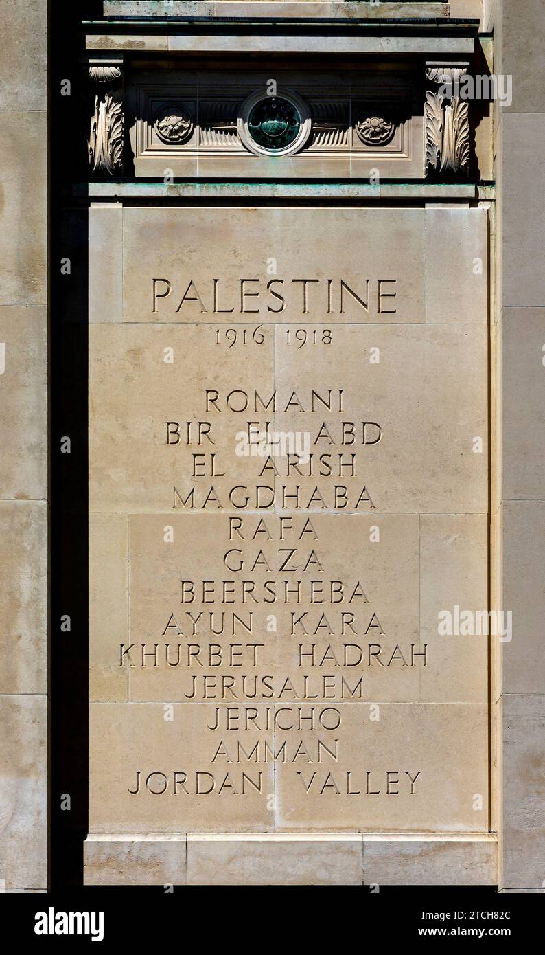 Panneau de la campagne du Sinaï et de la Palestine pendant la première Guerre mondiale sur le Musée commémoratif de la guerre d'Auckland à Aukland, Nouvelle-Zélande. Les campagnes militaires du Moyen-Orient Banque D'Images