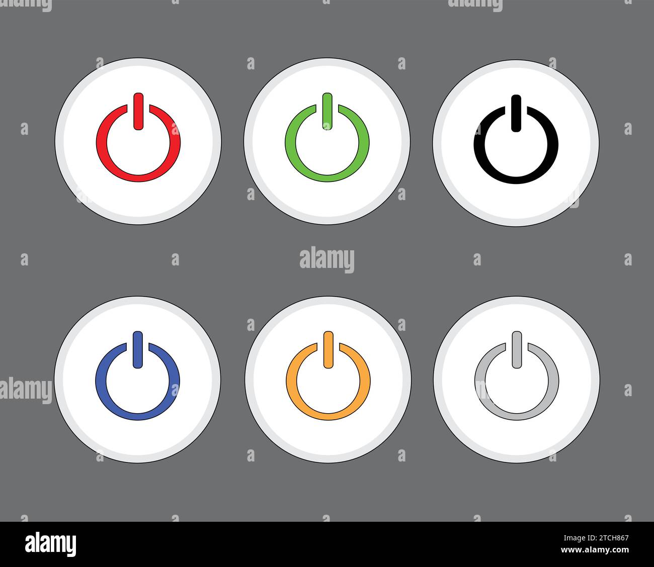 Ensemble d'icônes de bouton marche/arrêt. Autocollant isolé modifiable à vecteur de conception simple Illustration de Vecteur