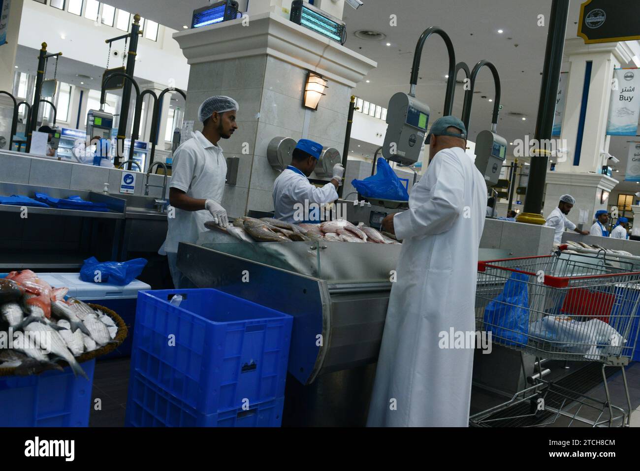 Souq Al Jubail est un grand marché de poissons et fruits de mer frais et fruits et légumes à Sharjah, Émirats arabes Unis. Banque D'Images