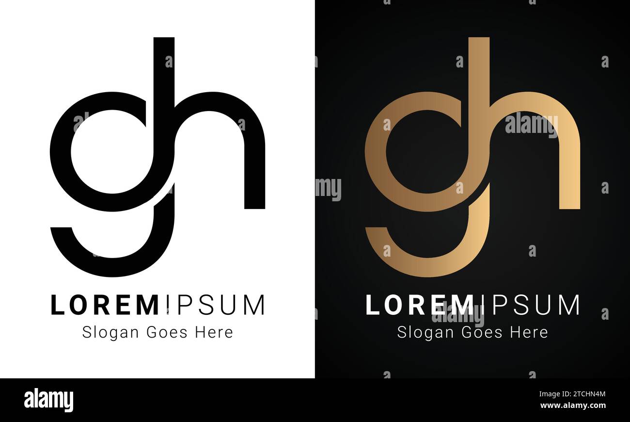 Design initial de luxe de lettre de texte HG ou GH Monogram logo Illustration de Vecteur