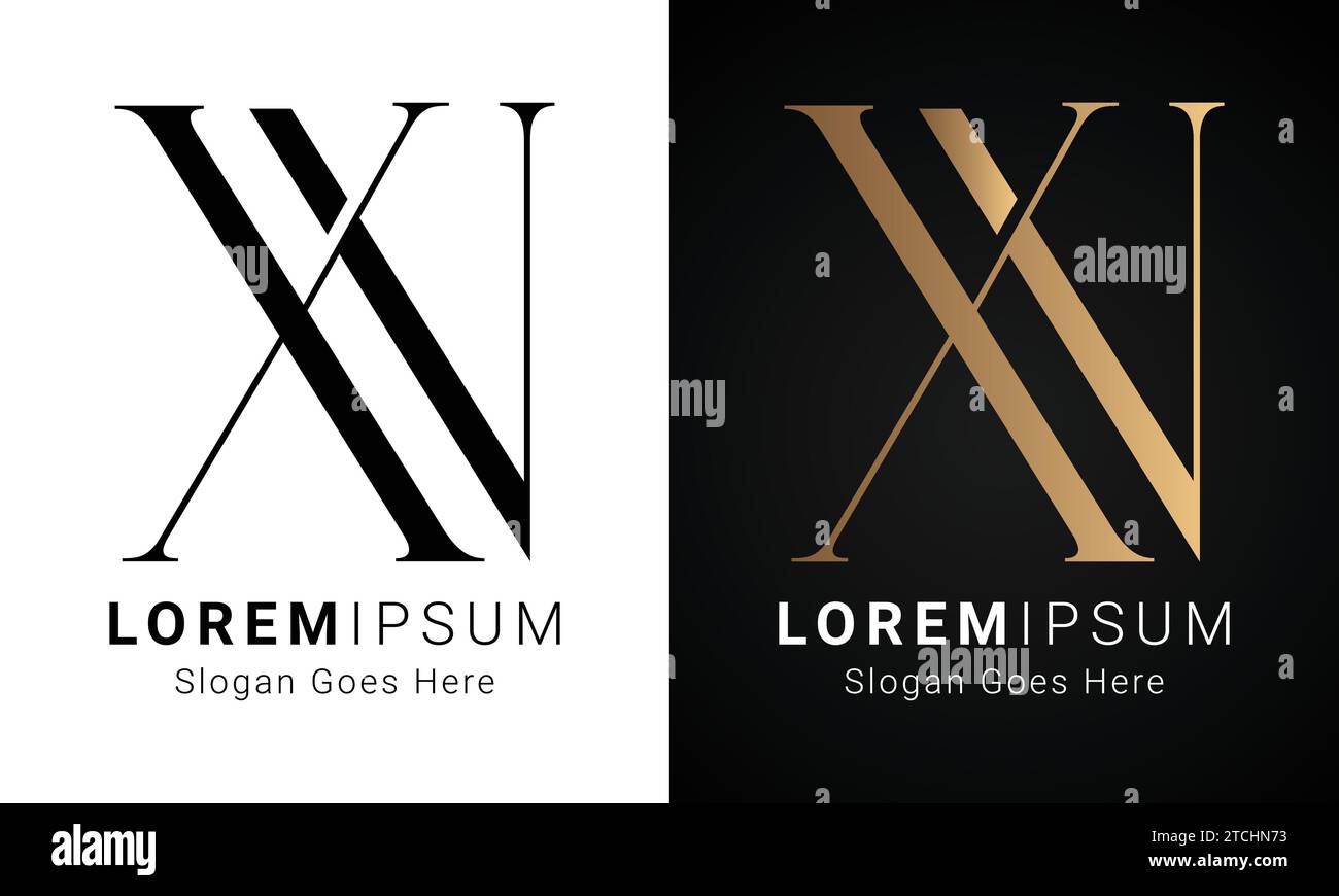 Design de logo de lettre de texte monogramme initial NX ou XN de luxe Illustration de Vecteur