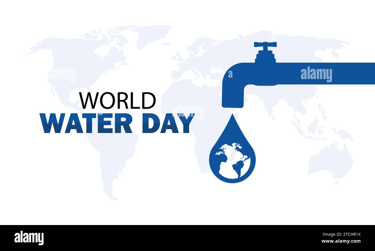 Journée mondiale de l'eau. Concept de vacances. Modèle pour arrière-plan, bannière, carte, affiche avec inscription de texte. Illustration vectorielle Illustration de Vecteur