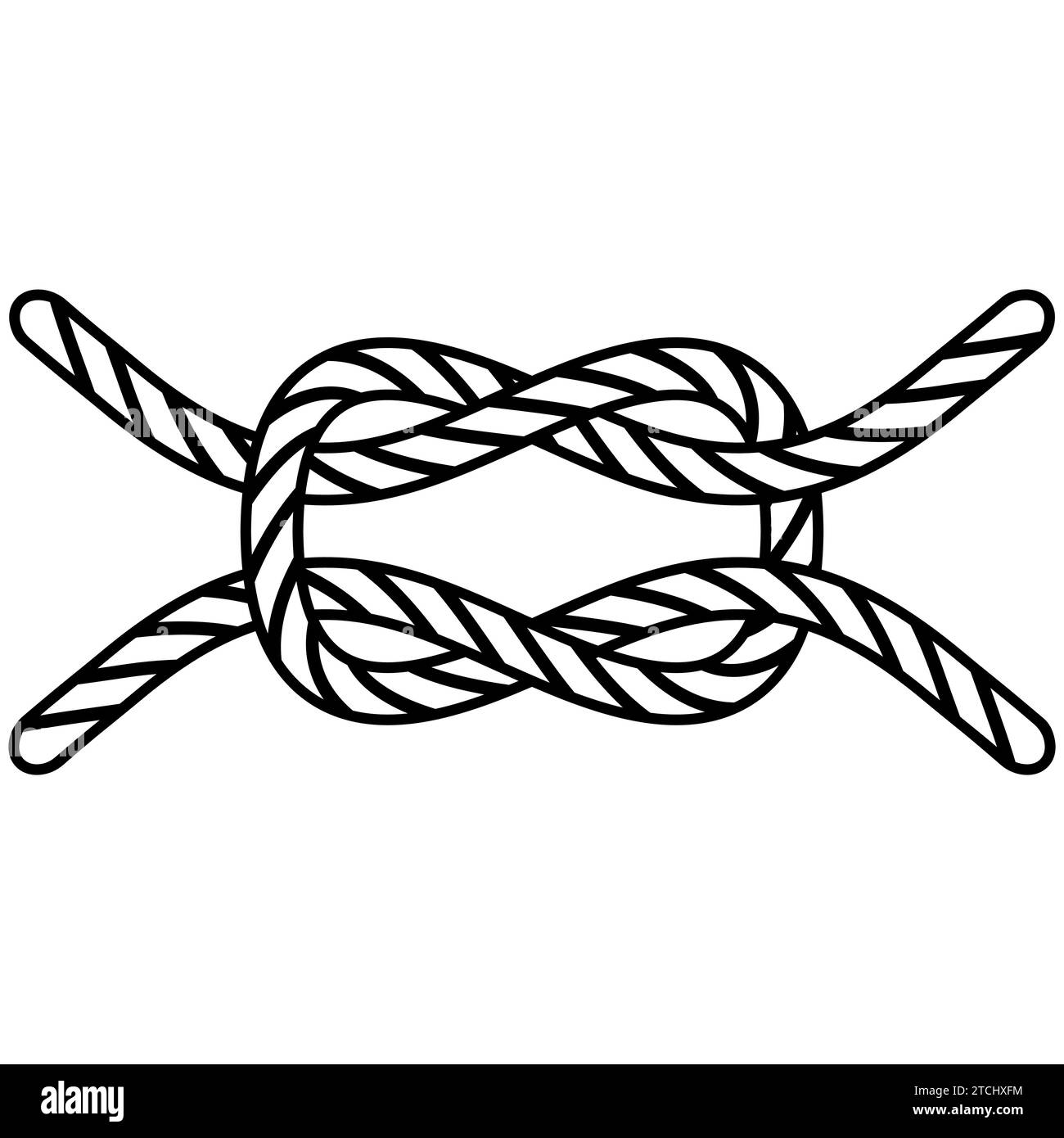 Icône noué noeud de mer deux câbles de cordes, nouant noeud de mer Illustration de Vecteur