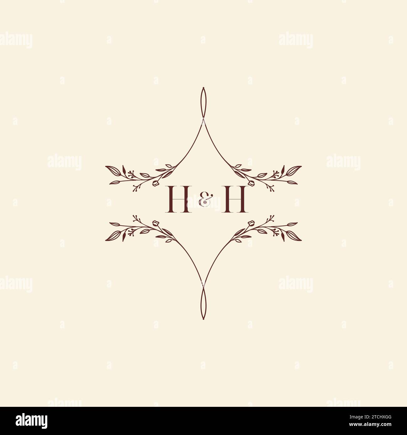 Lettres initiales de logo de mariage HH dans la conception professionnelle de haute qualité qui imprimera bien sur tous les supports d'impression Illustration de Vecteur