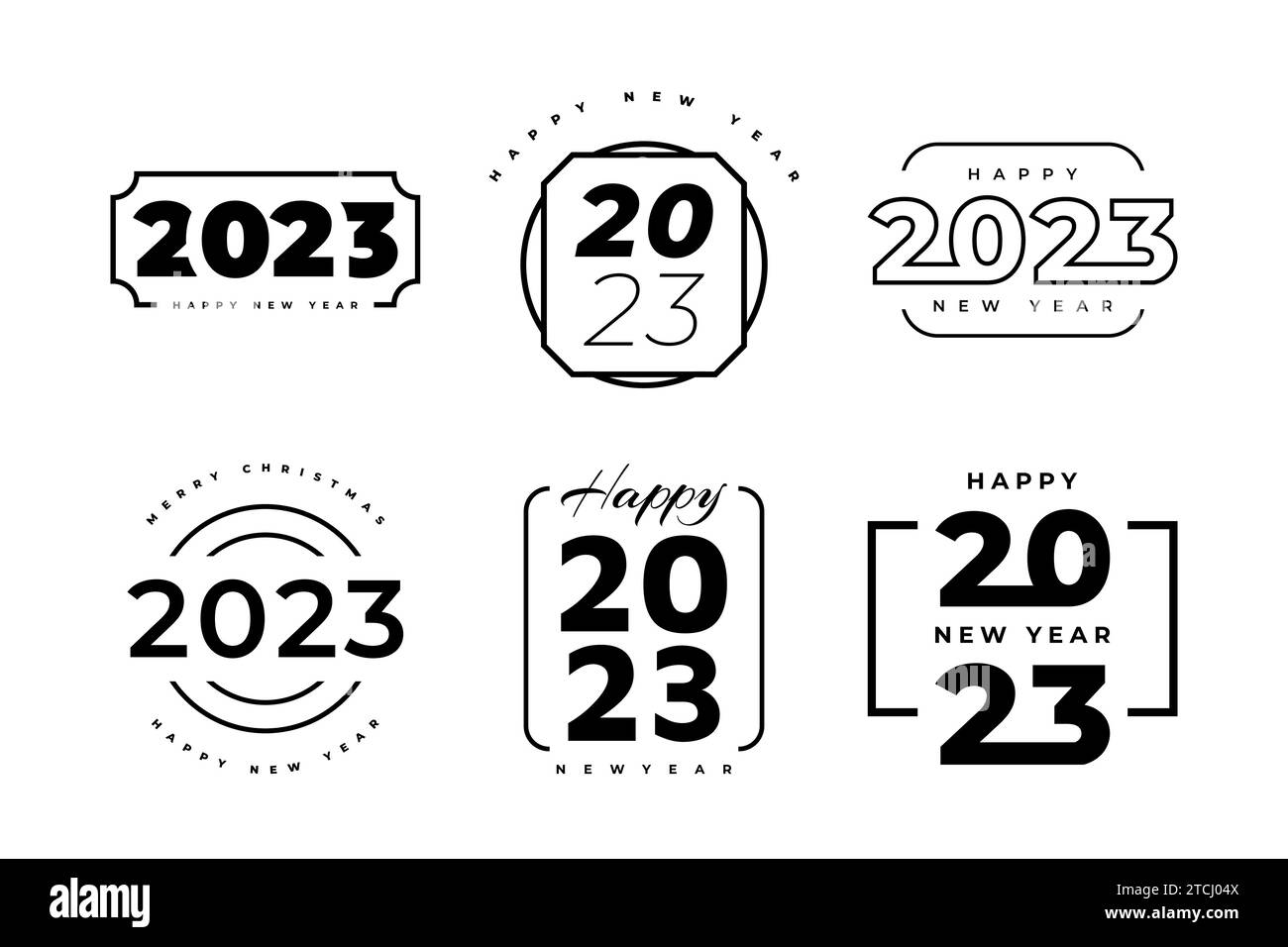 Lot de 2023 conception de texte logo Happy New Year. Symbole de bonne année 2023 isolé sur fond blanc. Utilisable pour Label, Calendar Design ou Celebration Illustration de Vecteur