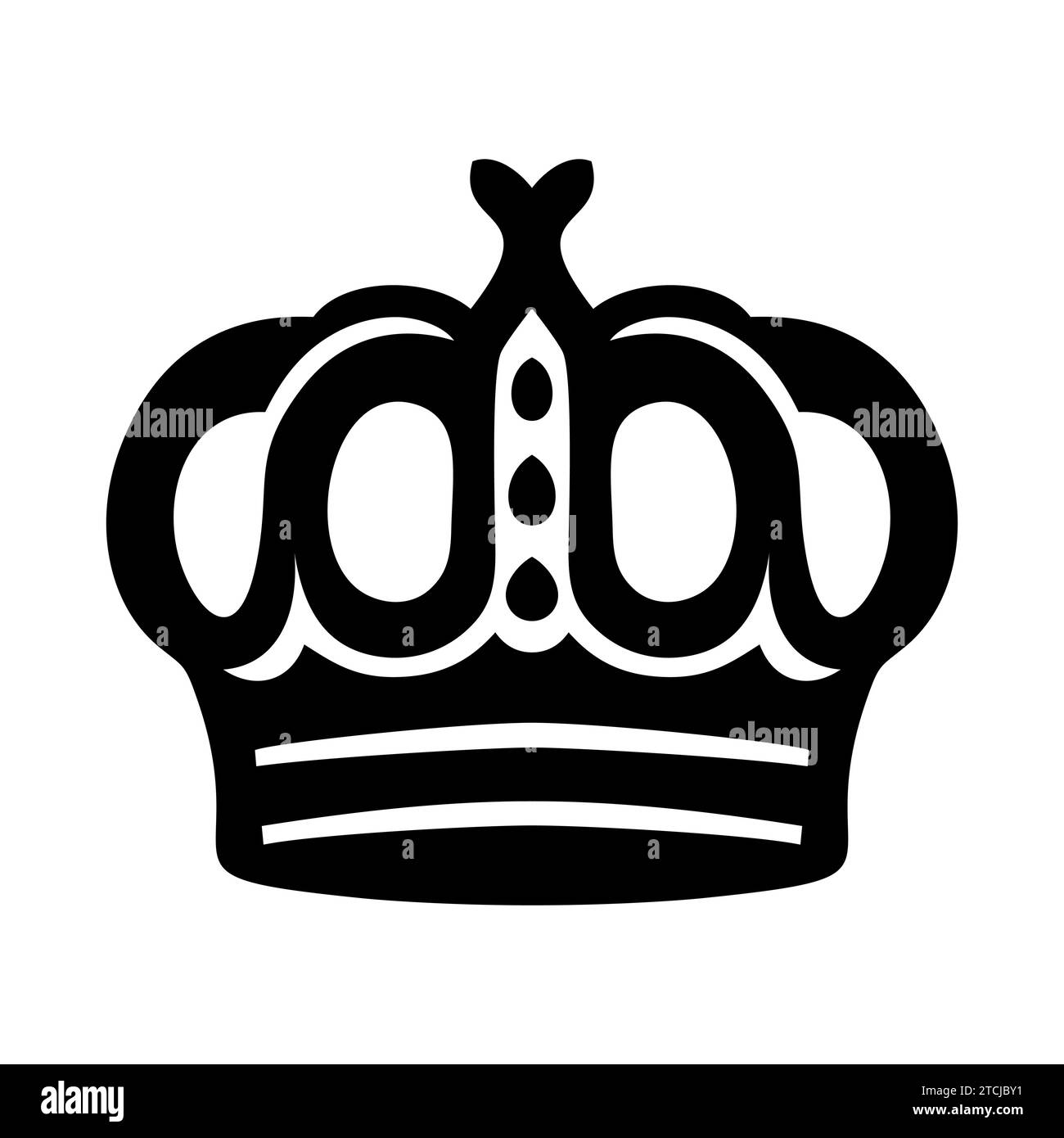 Silhouette d'icône de couronne noire. Armoiries et symbole royal isolé sur blanc. Illustration vectorielle Illustration de Vecteur