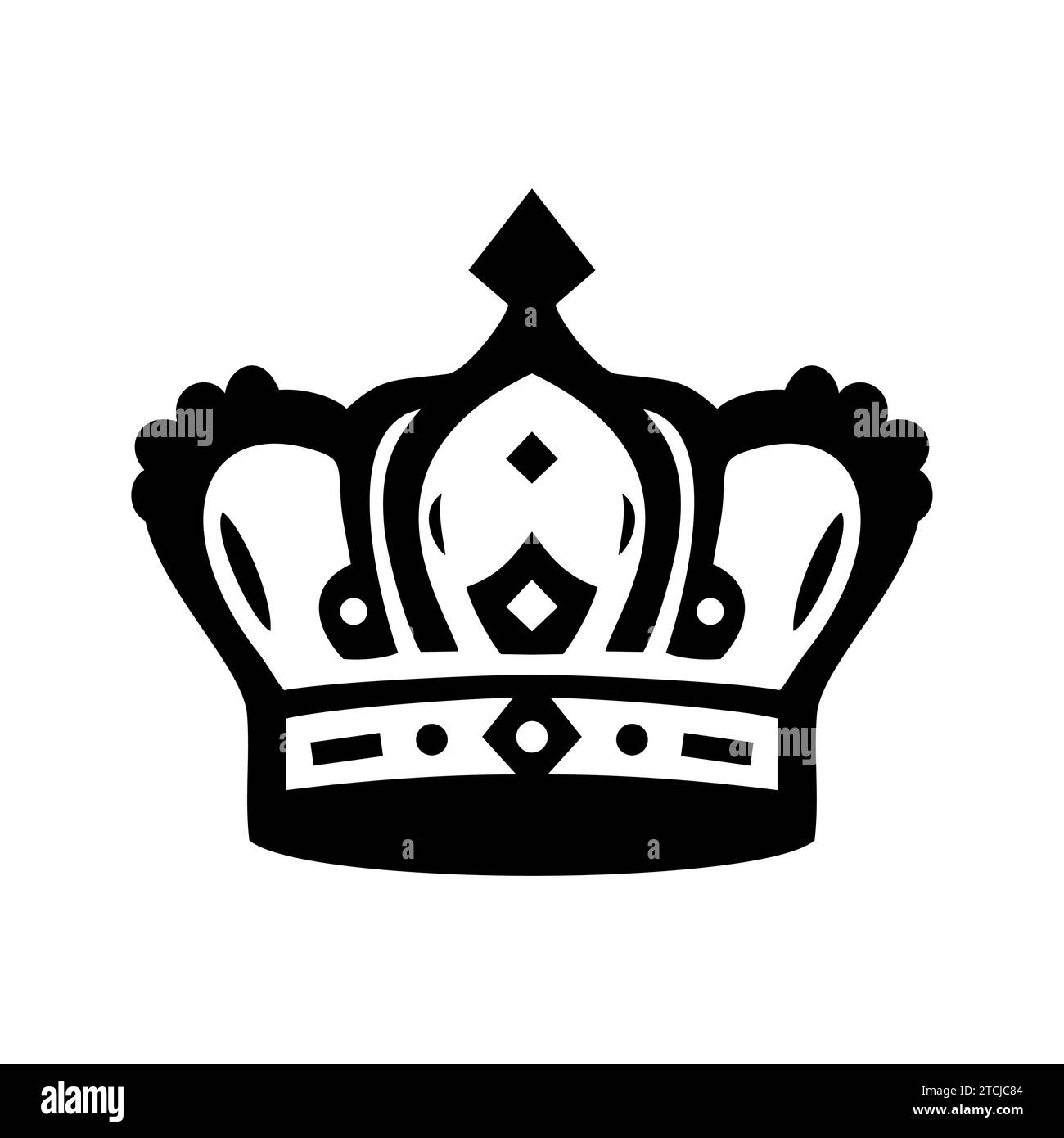 Silhouette d'icône de couronne noire. Armoiries et symbole royal isolé sur blanc. Illustration vectorielle Illustration de Vecteur