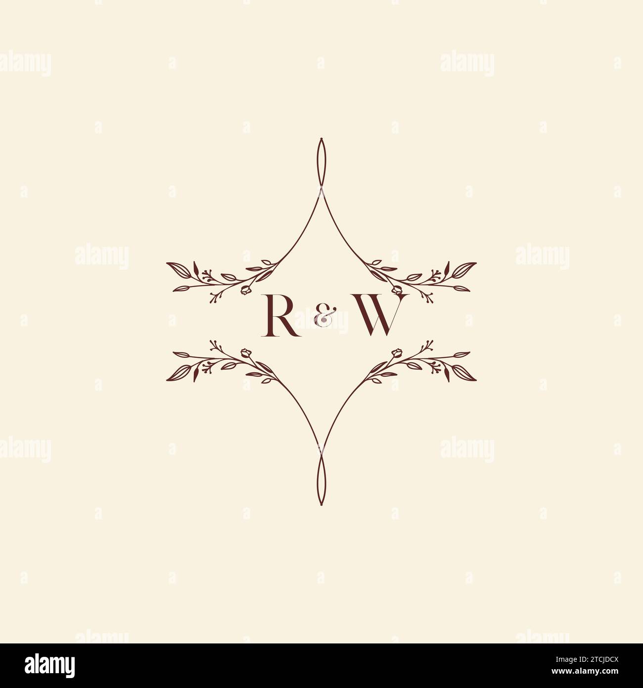 Lettres initiales de logo de mariage RW dans la conception professionnelle de haute qualité qui imprimera bien sur tous les supports d'impression Illustration de Vecteur
