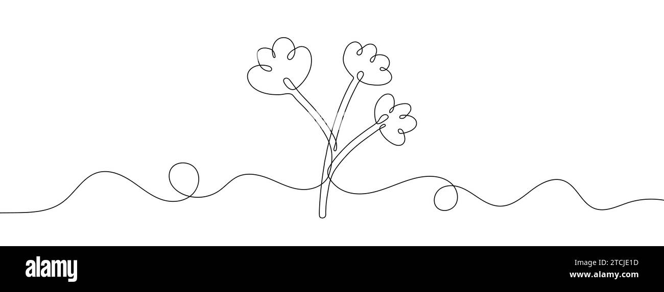 Dessin de ligne continue de fleur. Un arrière-plan de dessin au trait. Illustration vectorielle. Icône usine à une seule ligne. Illustration de Vecteur