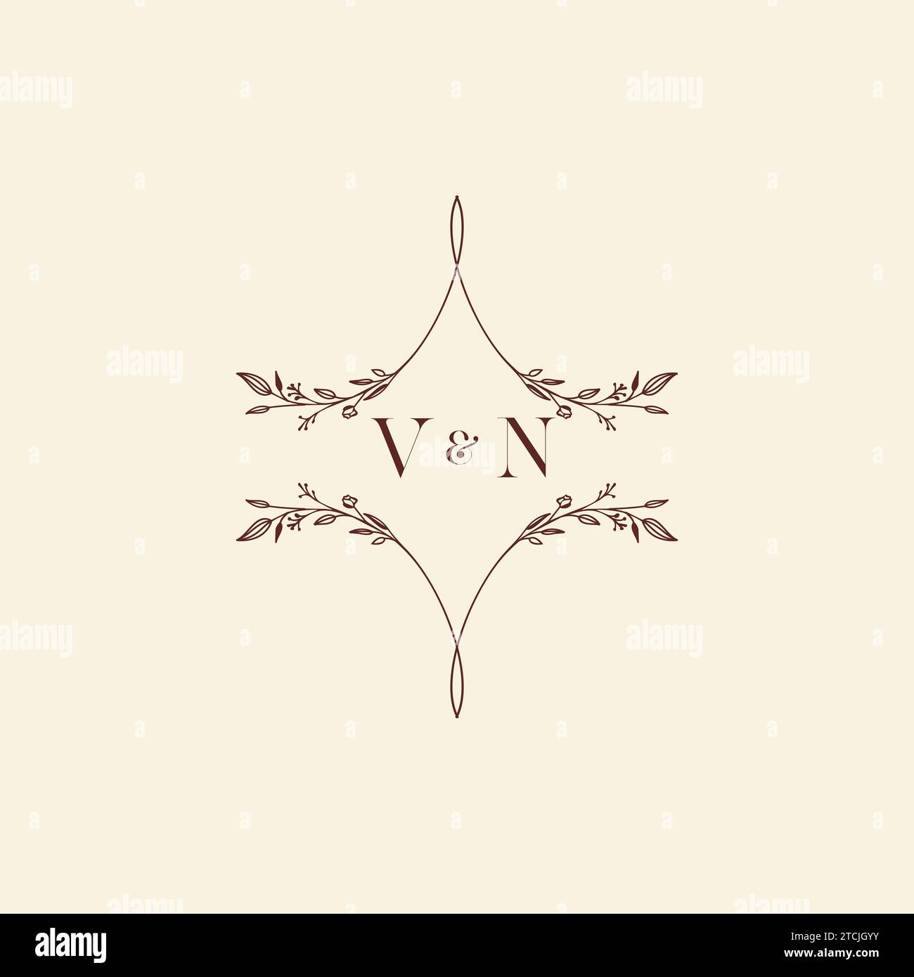 Lettres initiales de logo de mariage VN dans la conception professionnelle de haute qualité qui imprimeront bien sur tous les supports d'impression Illustration de Vecteur