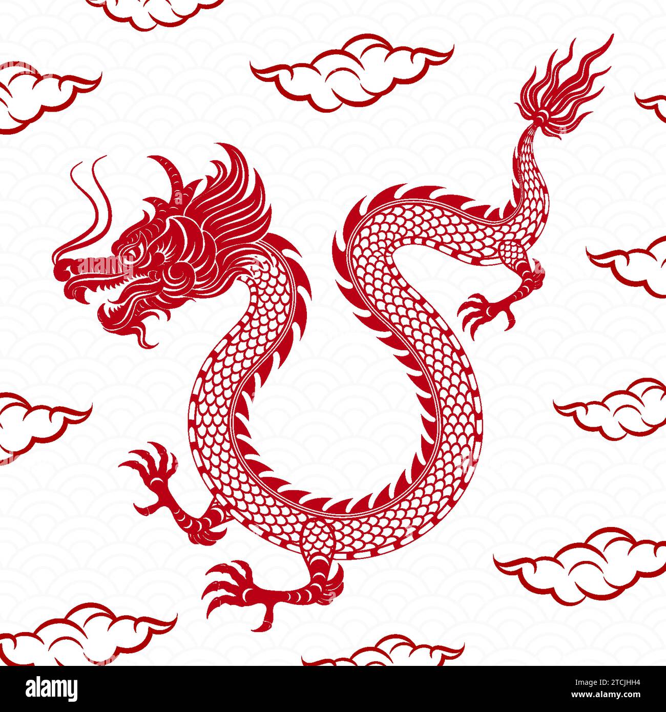 Traditionnel rouge Dragon chinois pour la conception de tatouage, nouvel an chinois et tous les festivals (traduire : Dragon chinois) Illustration de Vecteur