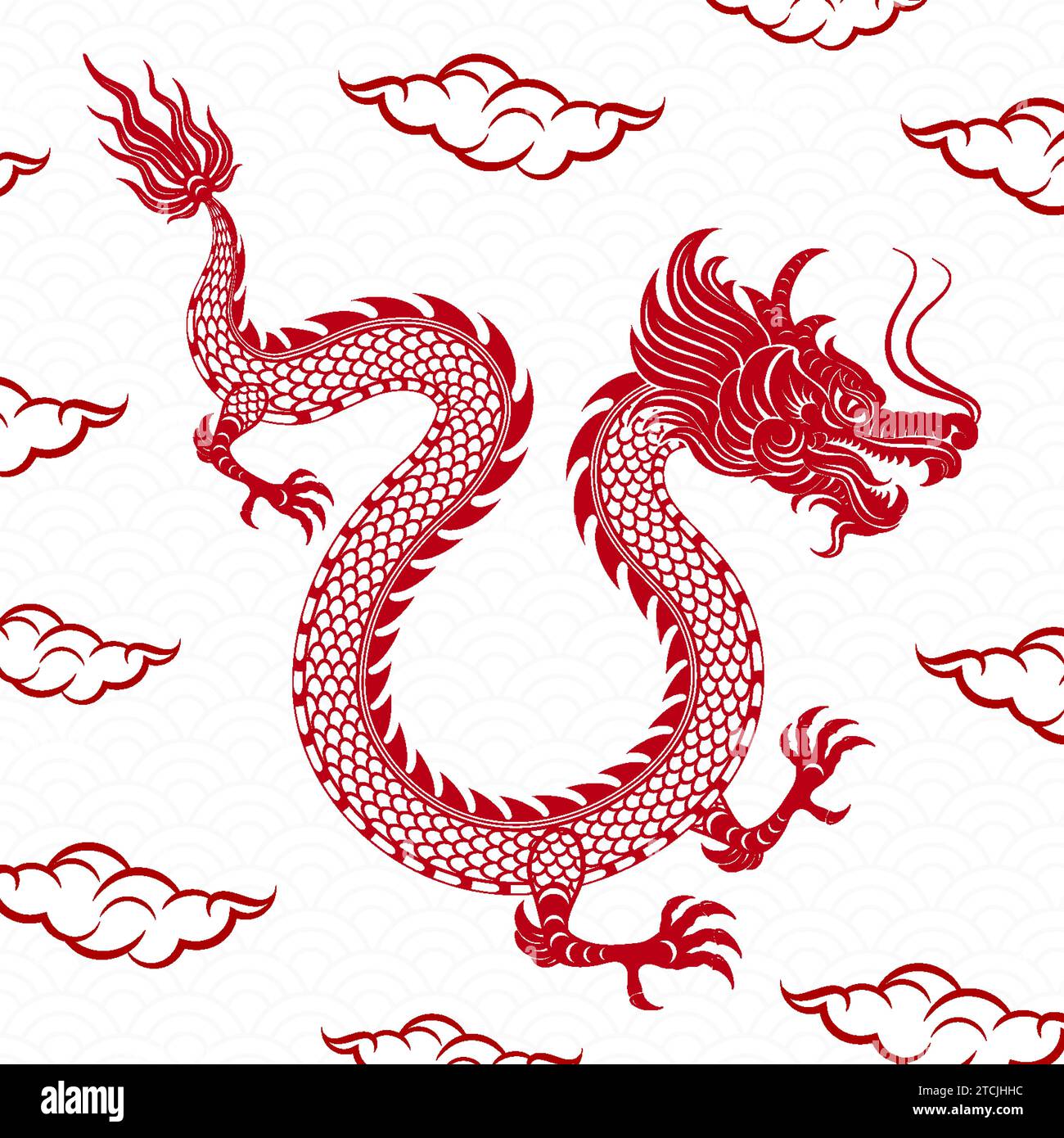 Traditionnel rouge Dragon chinois pour la conception de tatouage, nouvel an chinois et tous les festivals (traduire : Dragon chinois) Illustration de Vecteur