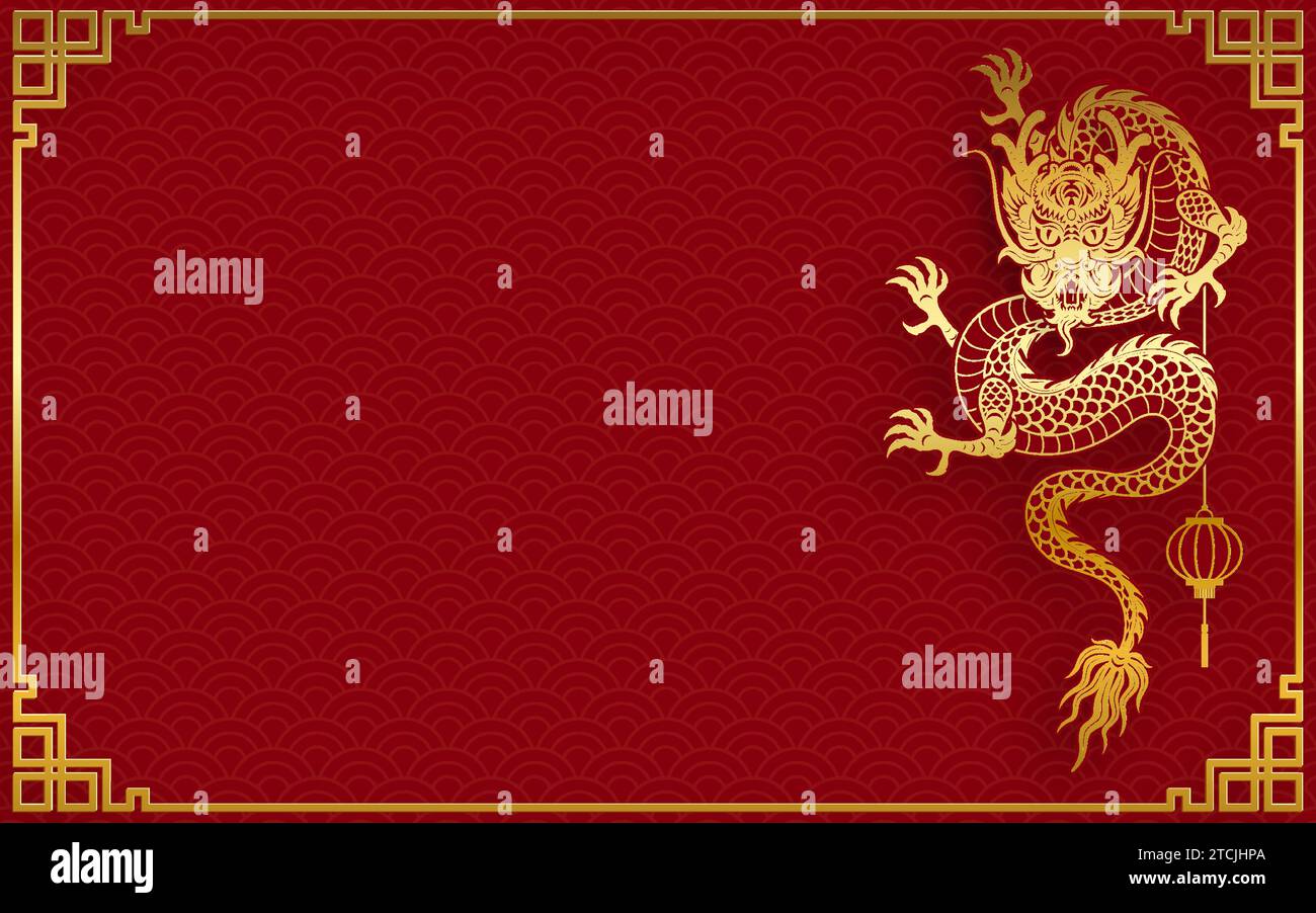 Design traditionnel de dragon chinois en or pour le nouvel an chinois et tous les festivals (traduire : Dragon chinois) Illustration de Vecteur