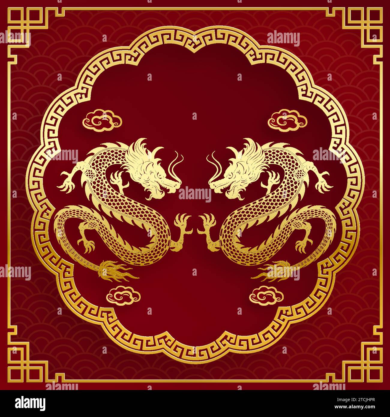 Design traditionnel de dragon chinois en or pour le nouvel an chinois et tous les festivals (traduire : Dragon chinois) Illustration de Vecteur