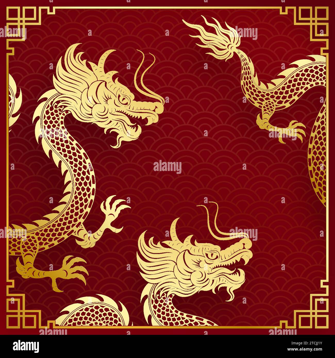 Design traditionnel de dragon chinois en or pour le nouvel an chinois et tous les festivals (traduire : Dragon chinois) Illustration de Vecteur