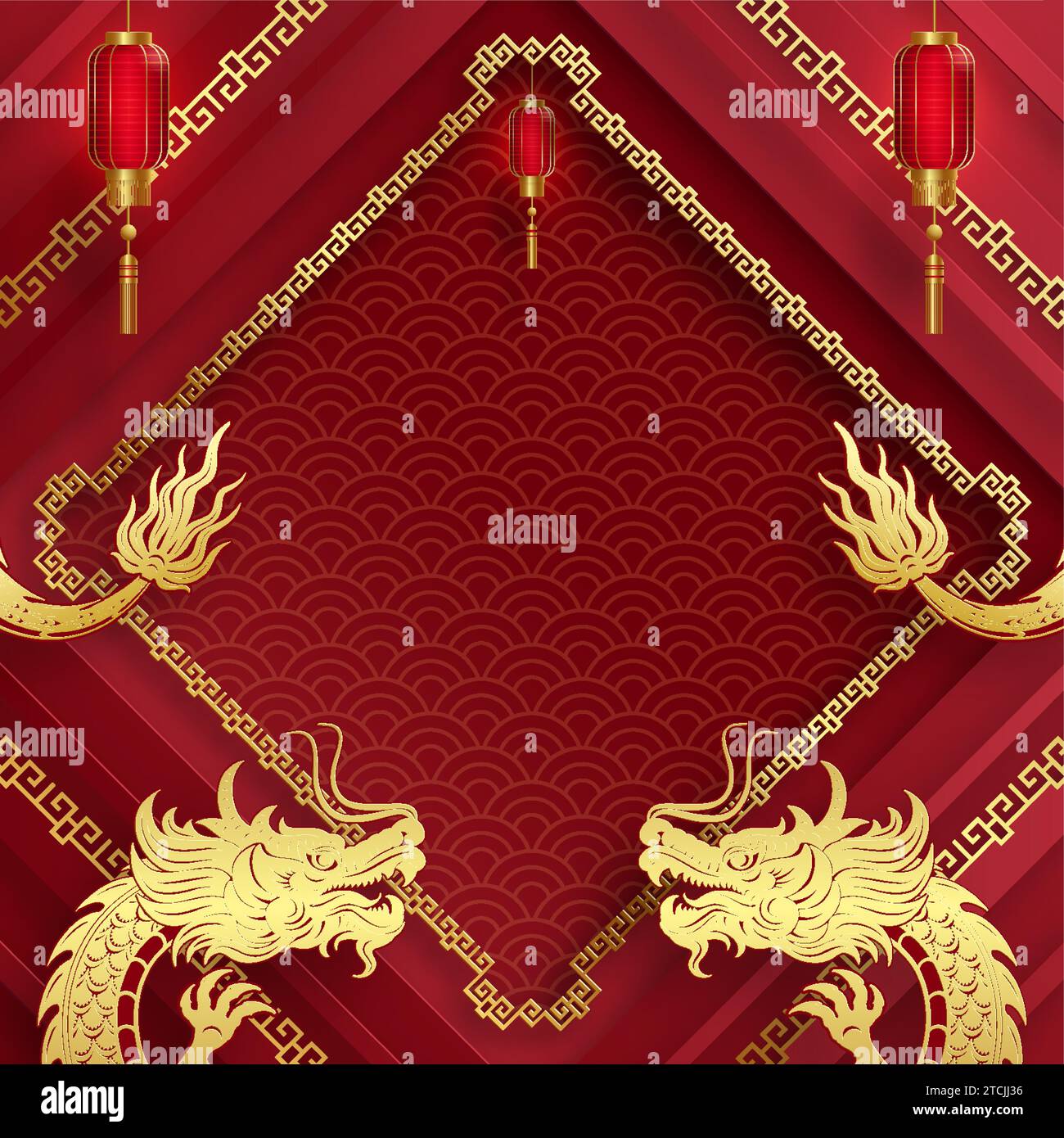 Design traditionnel de dragon chinois en or pour le nouvel an chinois et tous les festivals (traduire : Dragon chinois) Illustration de Vecteur