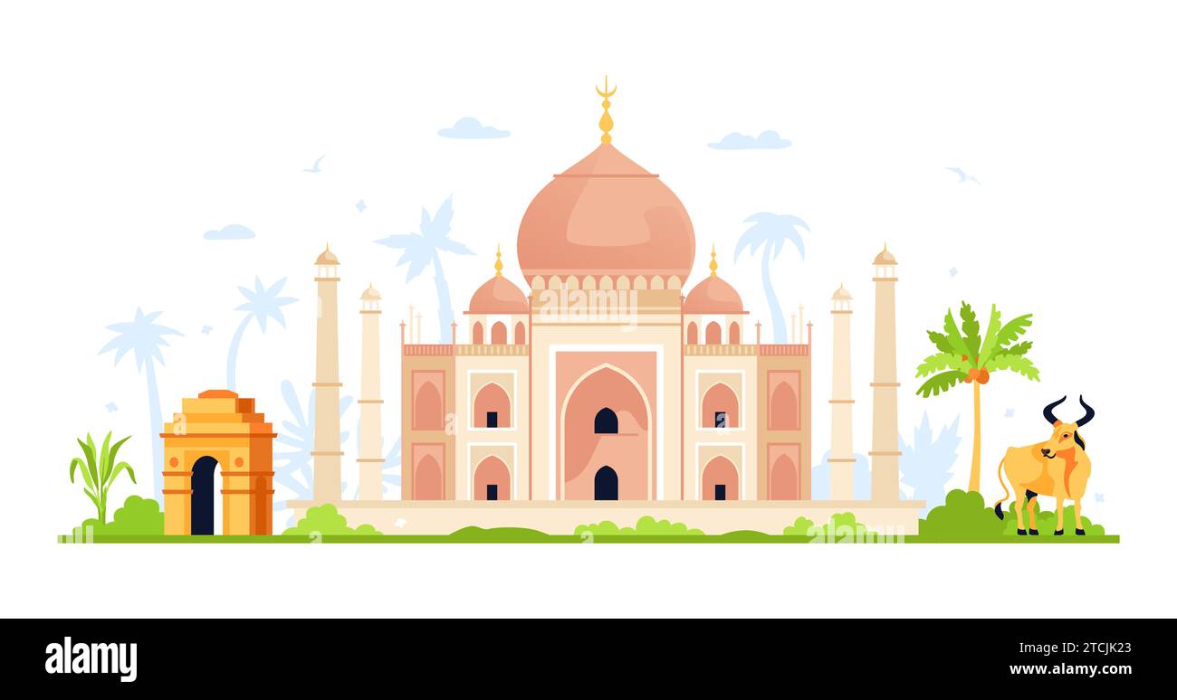 Lieux sacrés de l'Inde - illustration vectorielle colorée moderne Illustration de Vecteur