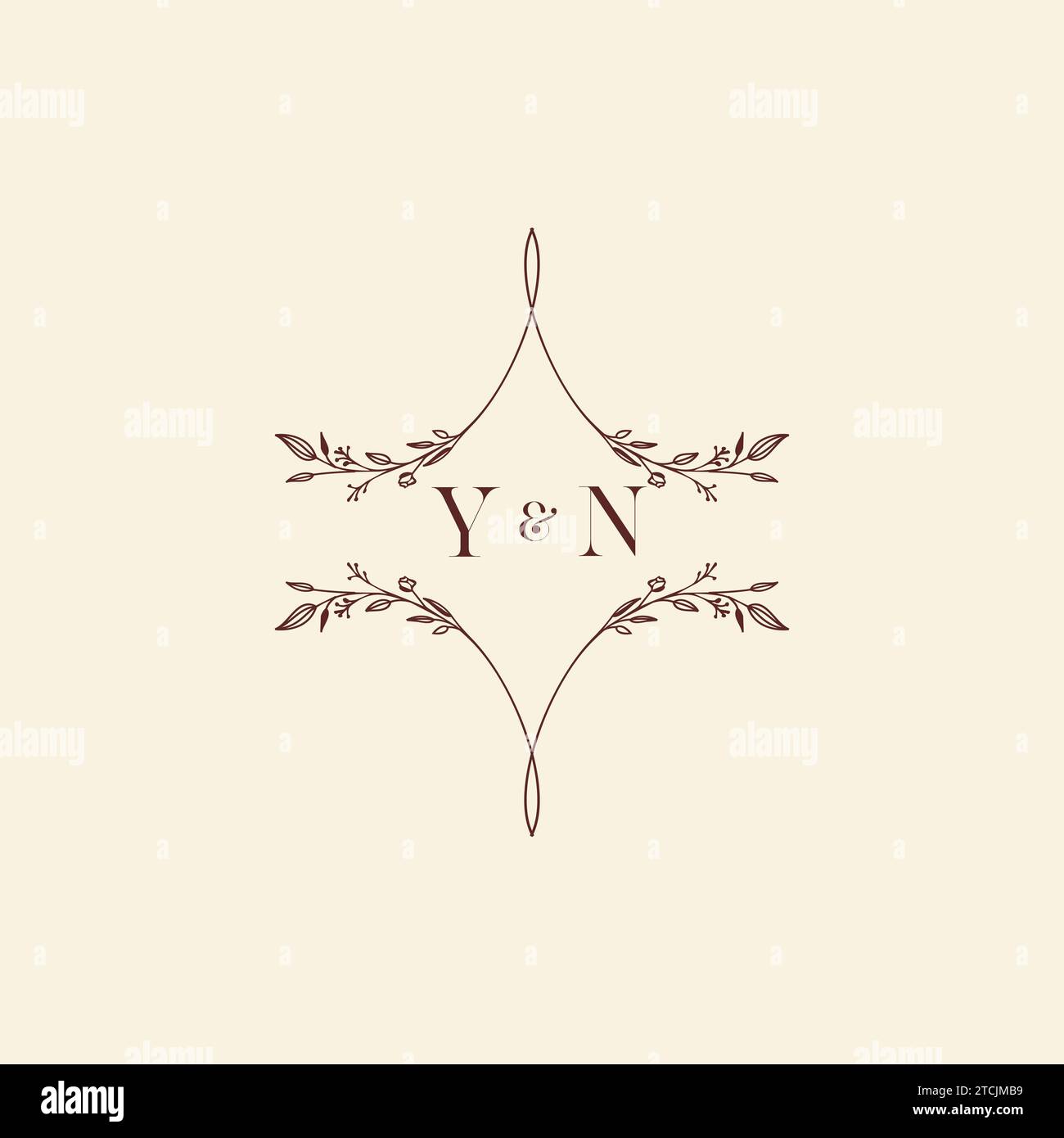 Lettres initiales de logo de mariage YN dans la conception professionnelle de haute qualité qui imprimeront bien à travers tous les supports d'impression Illustration de Vecteur