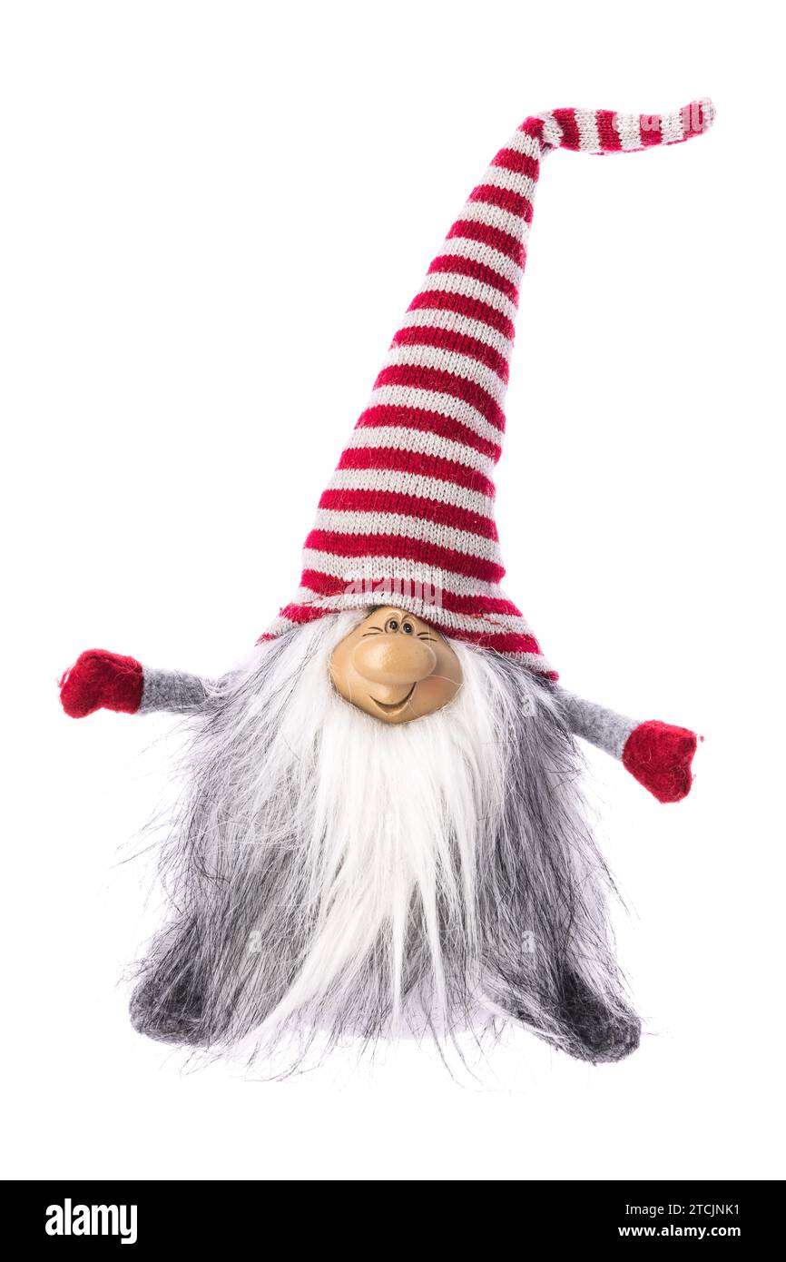 Jouet gnome de Noël isolé sur fond blanc Banque D'Images