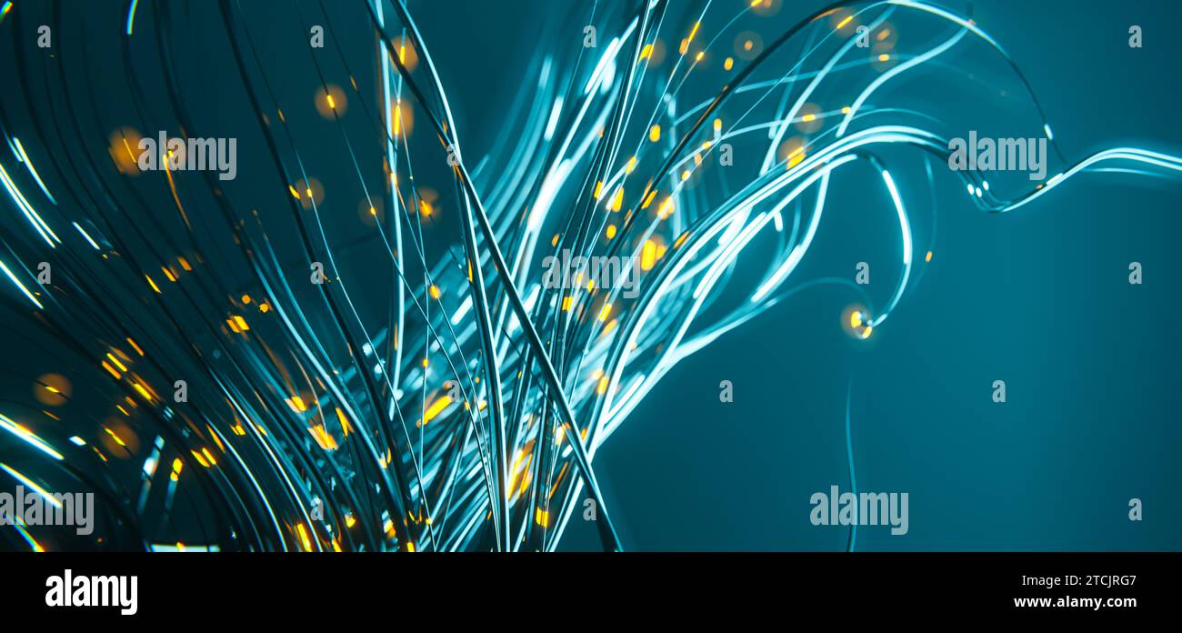 Fond de technologie abstraite avec des lumières de bokeh mobiles. Banque D'Images