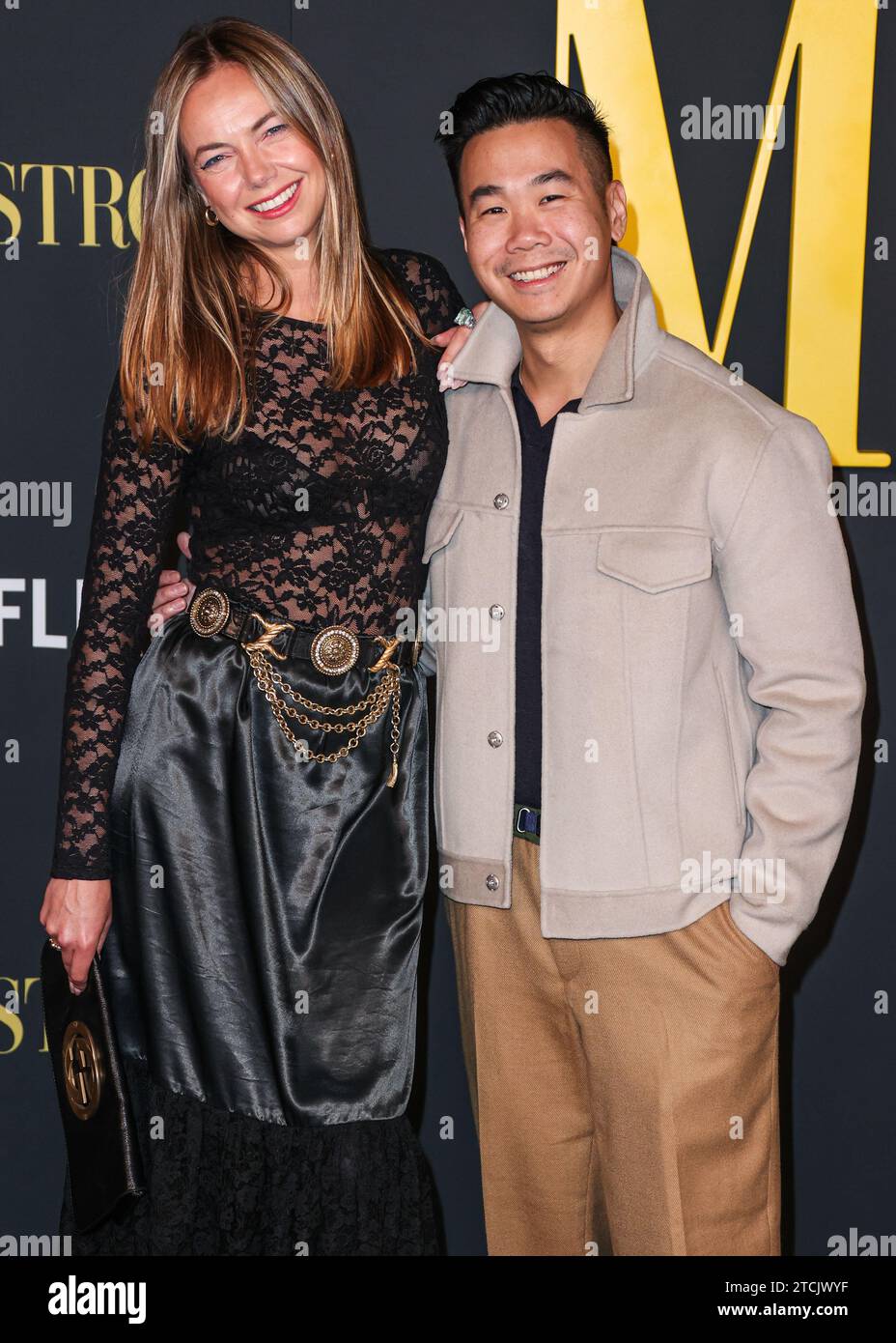 Los Angeles, États-Unis. 12 décembre 2023. LOS ANGELES, CALIFORNIE, États-Unis - DÉCEMBRE 12 : Olivia Janisch et David Ma arrivent à la projection spéciale de Los Angeles du Maestro de Netflix qui s'est tenue à l'Academy Museum of Motion Pictures le 12 décembre 2023 à Los Angeles, Californie, États-Unis. (Photo de Xavier Collin/image Press Agency) crédit : image Press Agency/Alamy Live News Banque D'Images