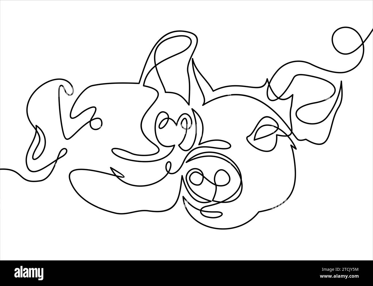 Pig est un symbole.Vector ligne continue. Illustration de Vecteur