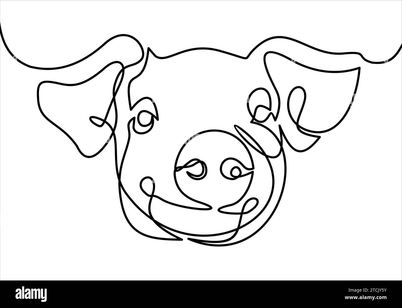 Pig est un symbole.Vector ligne continue. Illustration de Vecteur