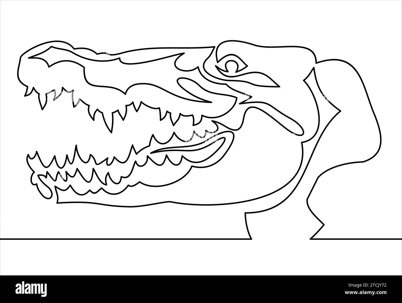 Icône de tête de crocodile. Continue une ligne Illustration de Vecteur