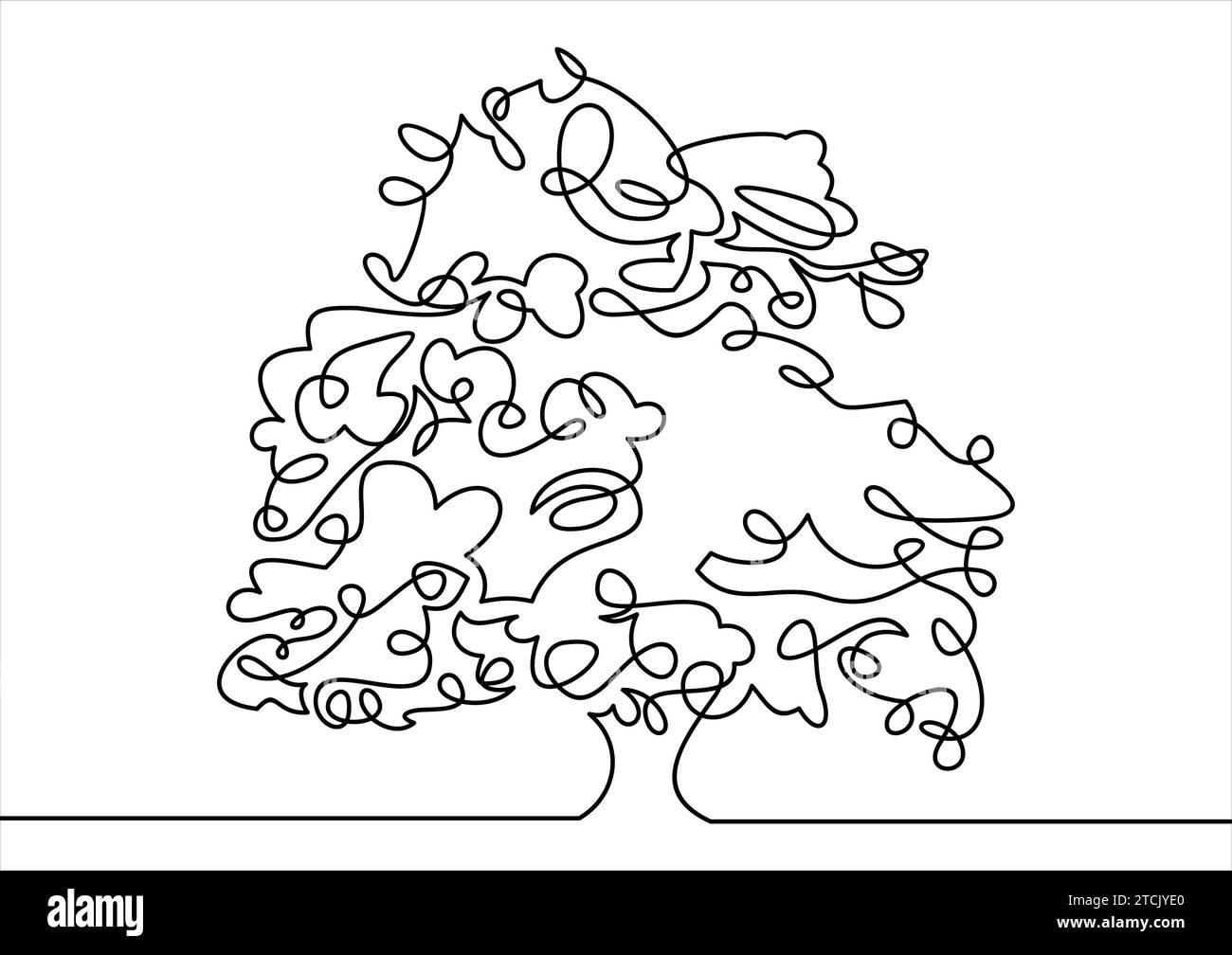 Dessin au trait d'un arbre, dessin au trait continu d'illustration Illustration de Vecteur