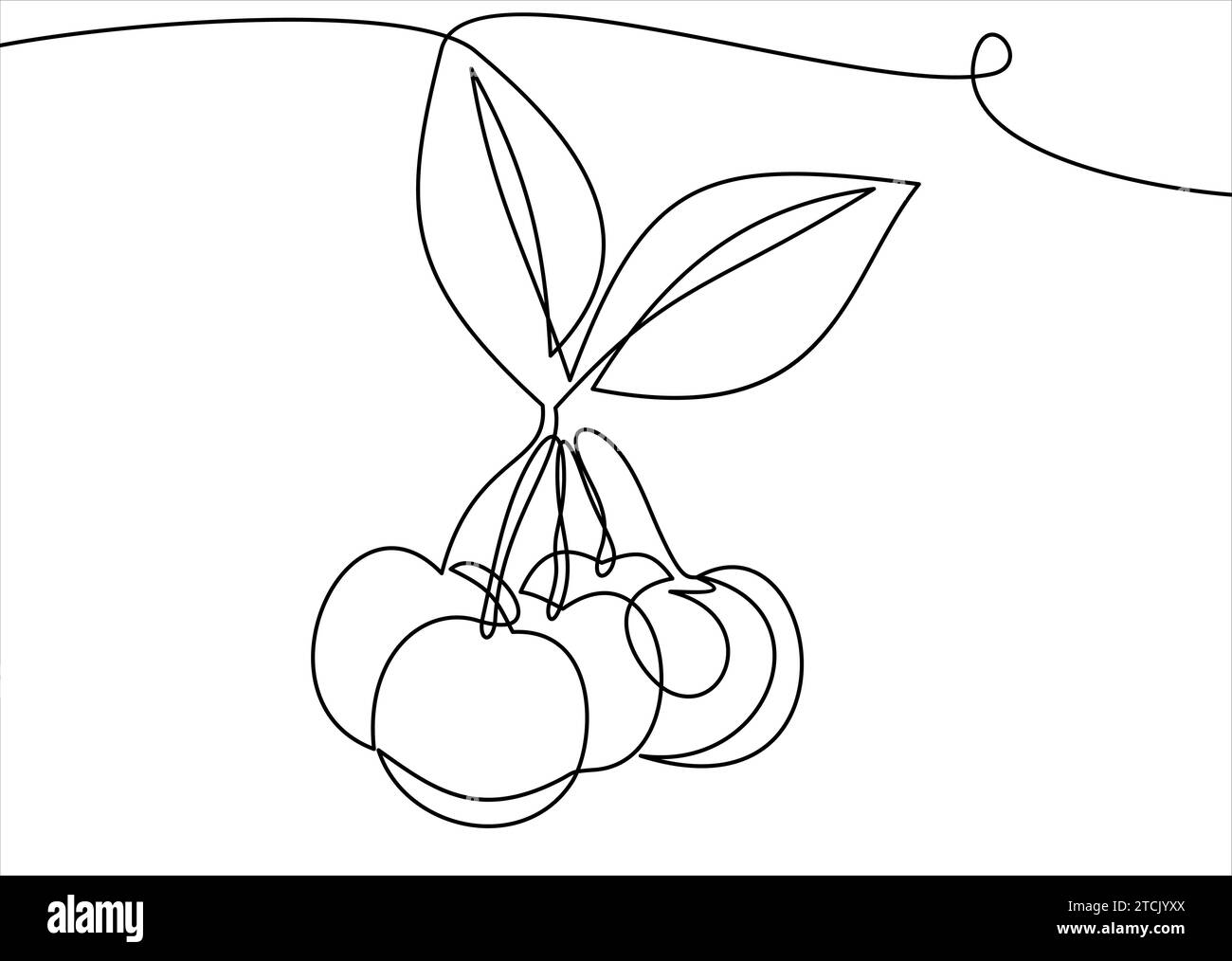 Cerises. Ligne continue.Element dans le style tendance. Illustration de Vecteur