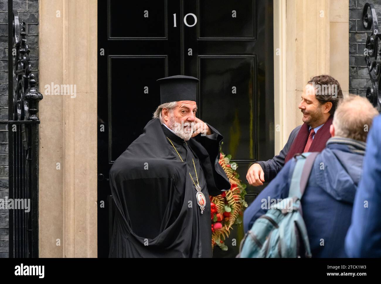 Archevêque Nikitas Lulias de Thyateira et de Grande-Bretagne (archevêque grec orthodoxe de GB) à Downing Street pour une réunion des chefs religieux, 12e. Banque D'Images