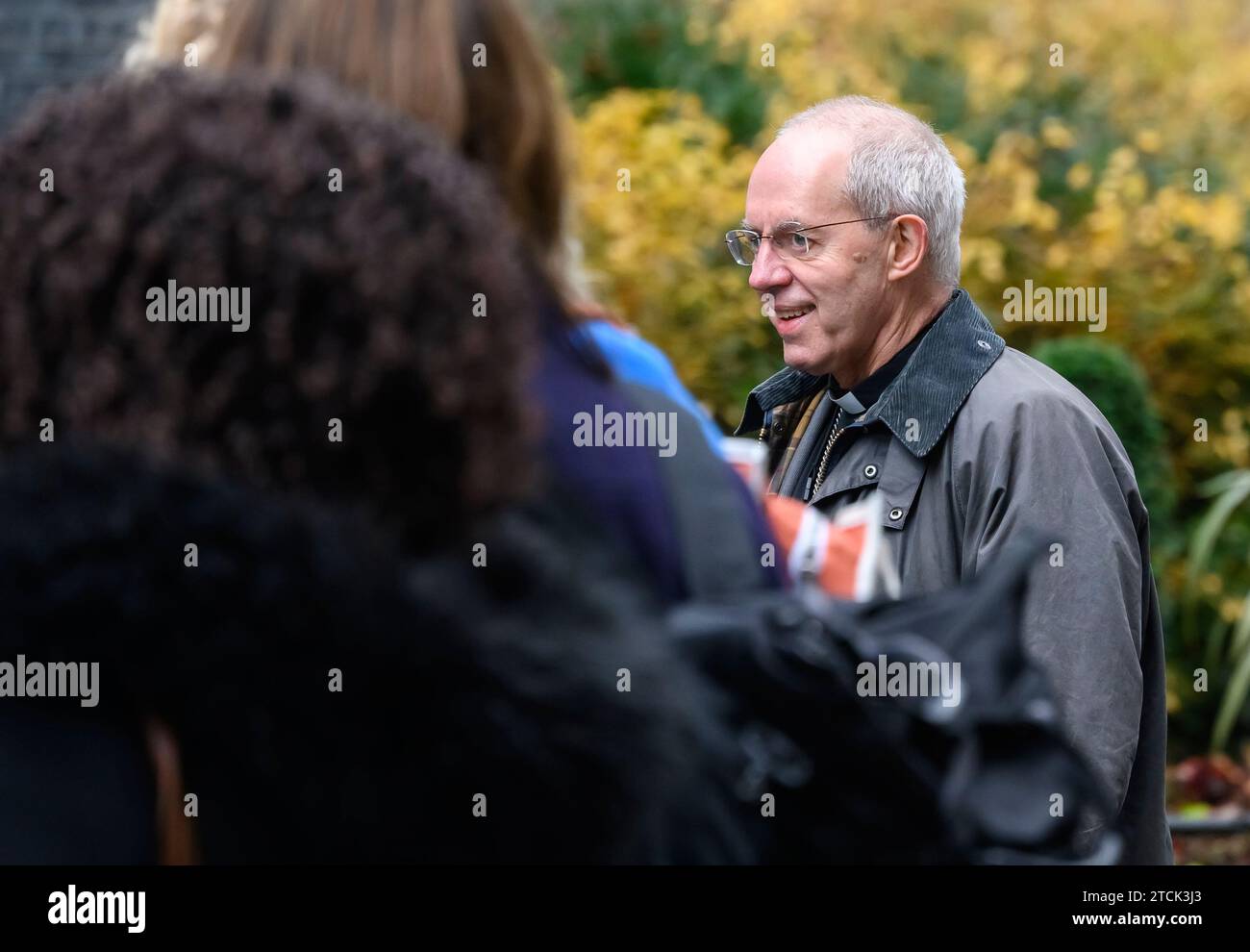 Justin Welby - Archevêque de Canterbury - à Downing Street pour une réunion des chefs religieux, le 12 décembre 2023 Banque D'Images