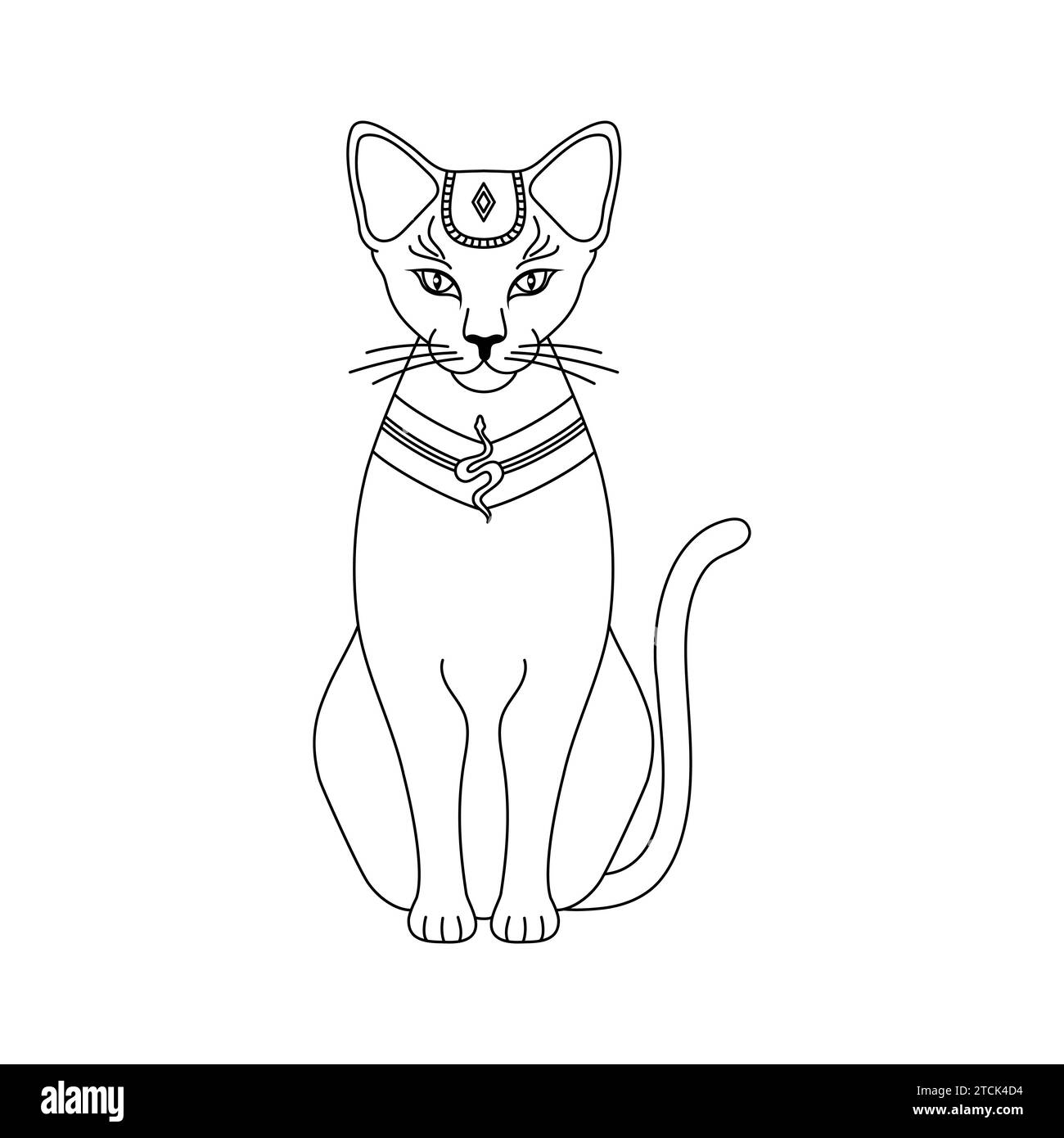 Chat égyptien dans un style linéaire sur un fond blanc. Déesse égyptienne antique Bast ou Bastet. Illustration de Vecteur Chat égyptien dans un style linéaire sur un fond blanc. Déesse égyptienne antique Bast ou Bastet. Illustration de Vecteur