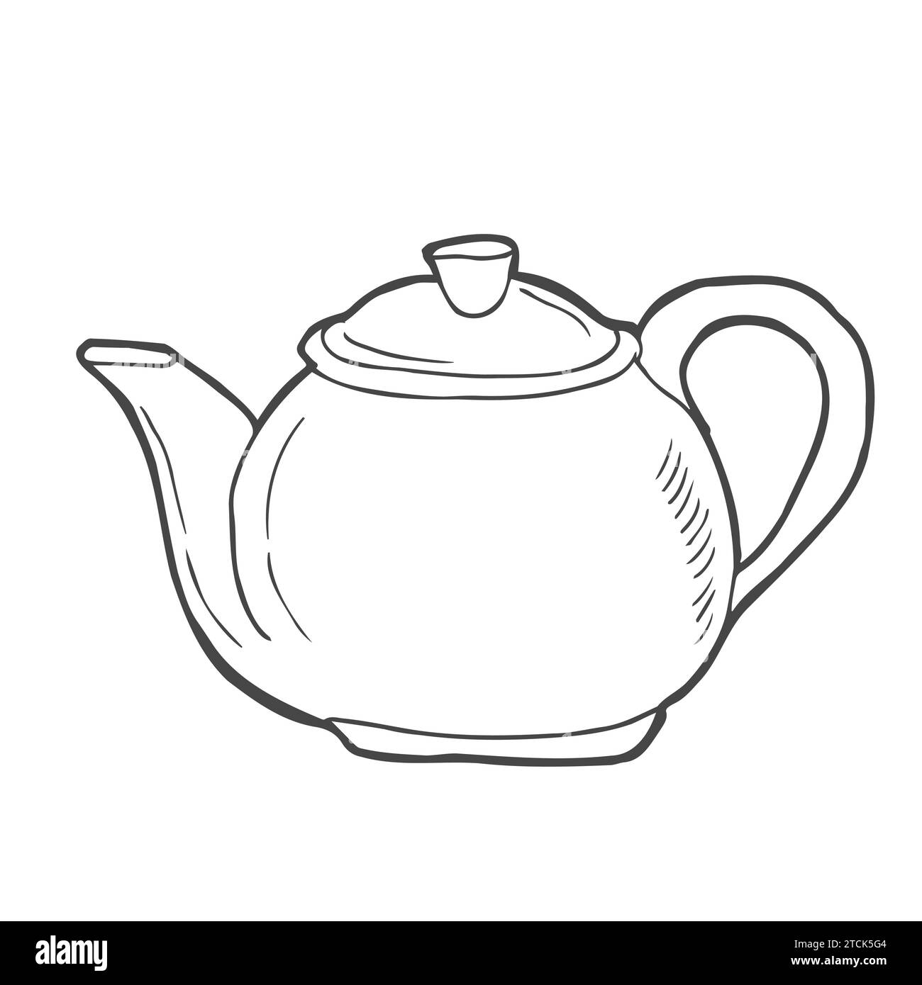 Elément d'ustensiles de cuisine pour doodle dessiné à la main d'une théière. Ustensiles de cuisine et appareils pour la cuisine Illustration de Vecteur