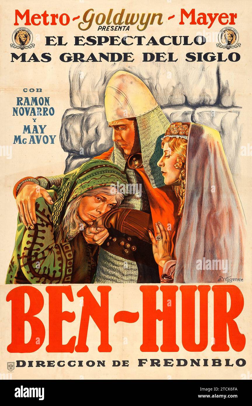 Ben-Hur (MGM, 1925). L'histoire immortelle de Lew Wallace. Affiche de vieux film feat Ramon Novarro. Version Argentine. Œuvre Wagener Banque D'Images