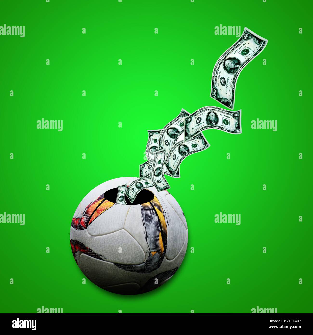 ballon de football et argent, sport et concept d'affaires Banque D'Images