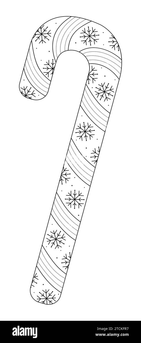 Canne à sucre d'hiver avec des flocons de neige, illustration de ligne noire vectorielle Illustration de Vecteur