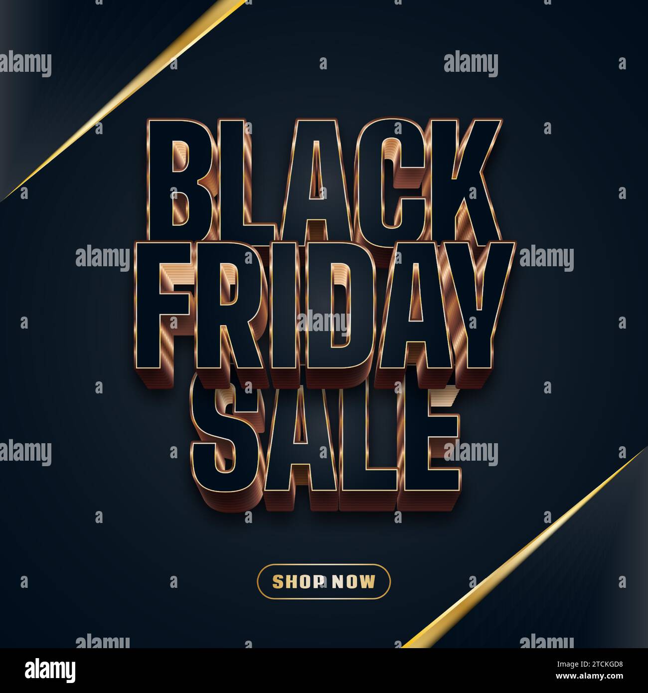 Bannière de vente Black Friday avec texte noir et or 3d sur fond sombre Illustration de Vecteur