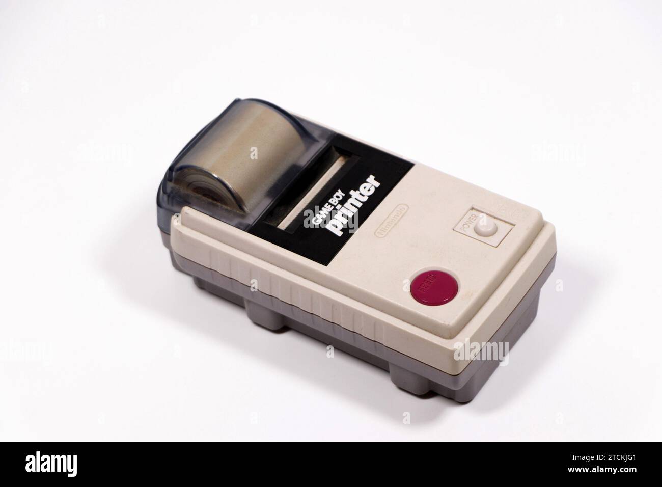 Imprimante portable de rouleau de papier Nintendo Gameboy isolée sur fond de studio blanc Banque D'Images