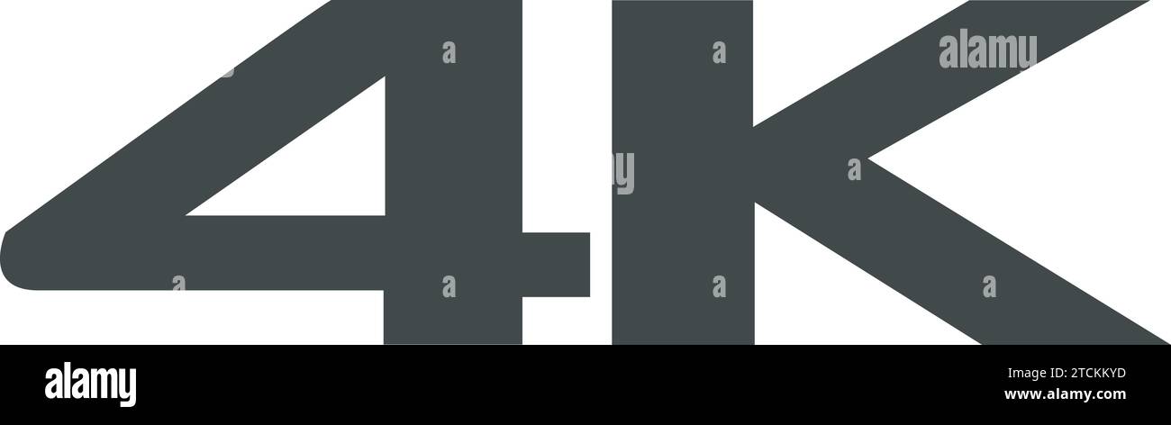 Signe de marque haute résolution 4k | résolution vidéo | icône 4k, symbole de logotype 4K. Illustration de Vecteur
