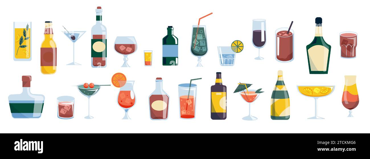 Collecte de boissons alcoolisées. Menu bar et restaurant avec cocktail