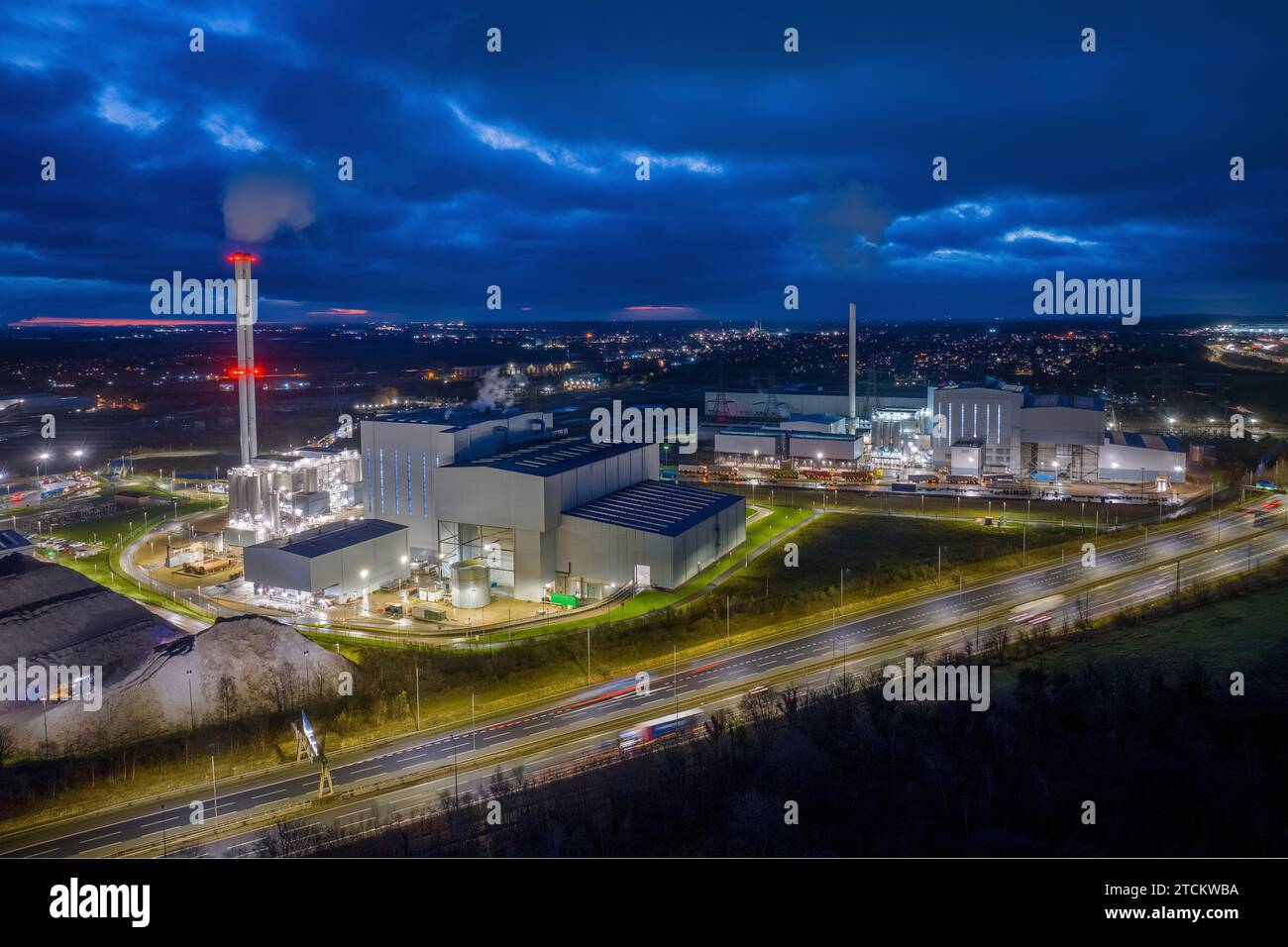Ferrybridge, Yorkshire, Angleterre. Centrale à gaz et multi-carburant. Captage du carbone générant de l'énergie verte. Captage du carbone produisant de l'électricité verte Banque D'Images