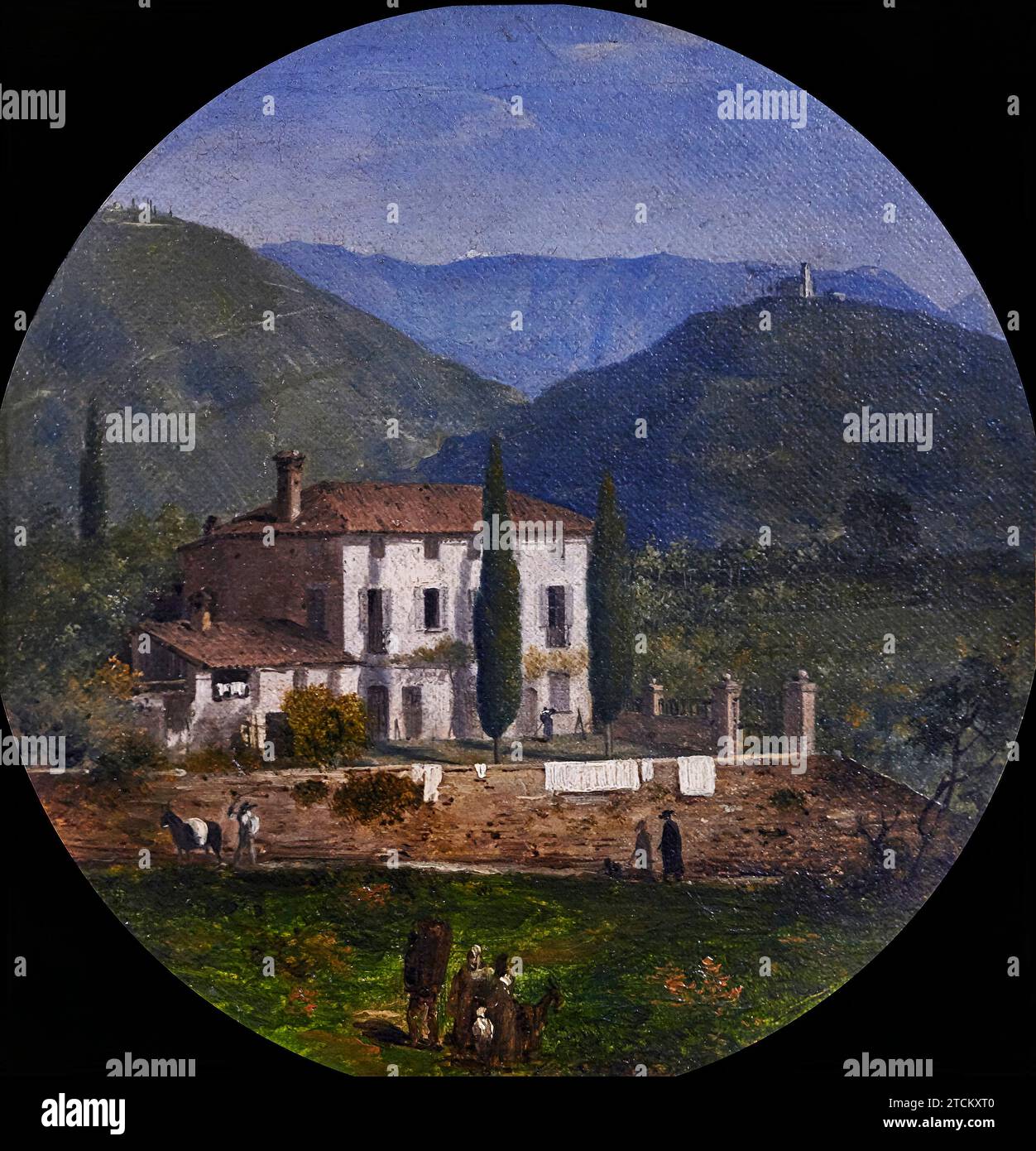 Veduta della villa del Taglietto presso Gussago - olio su tela - Angelo Inganni - 1845/1850 - Brescia, Musei Civici di Arte e Storia Banque D'Images