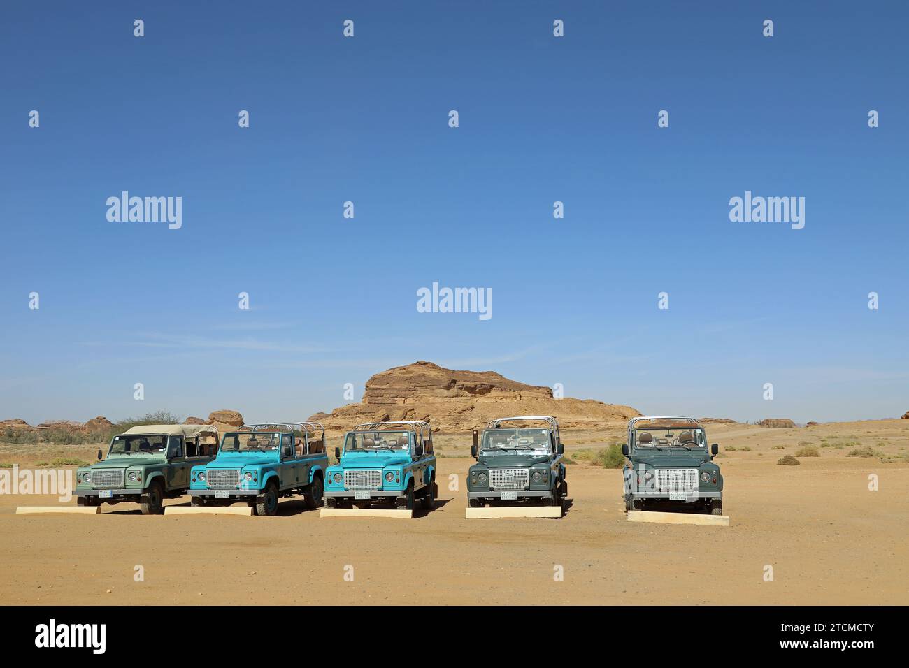 Land Rover utilisé pour le tourisme à Alula en Arabie Saoudite Banque D'Images